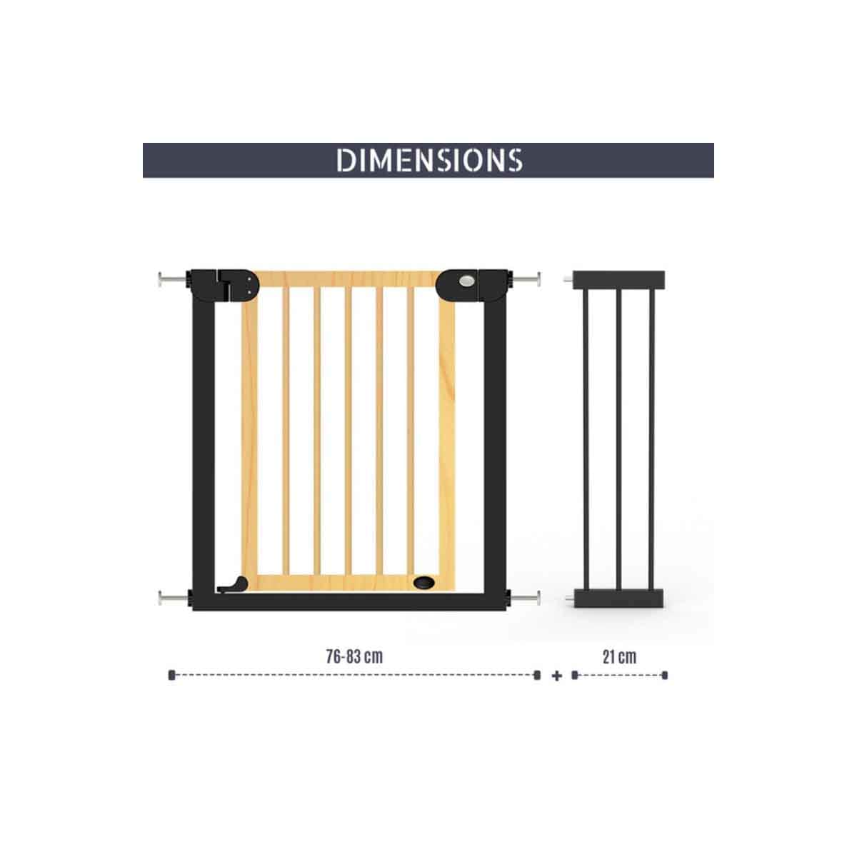 Baby Safe Wooden Safety Gate with 21cm Black Extension