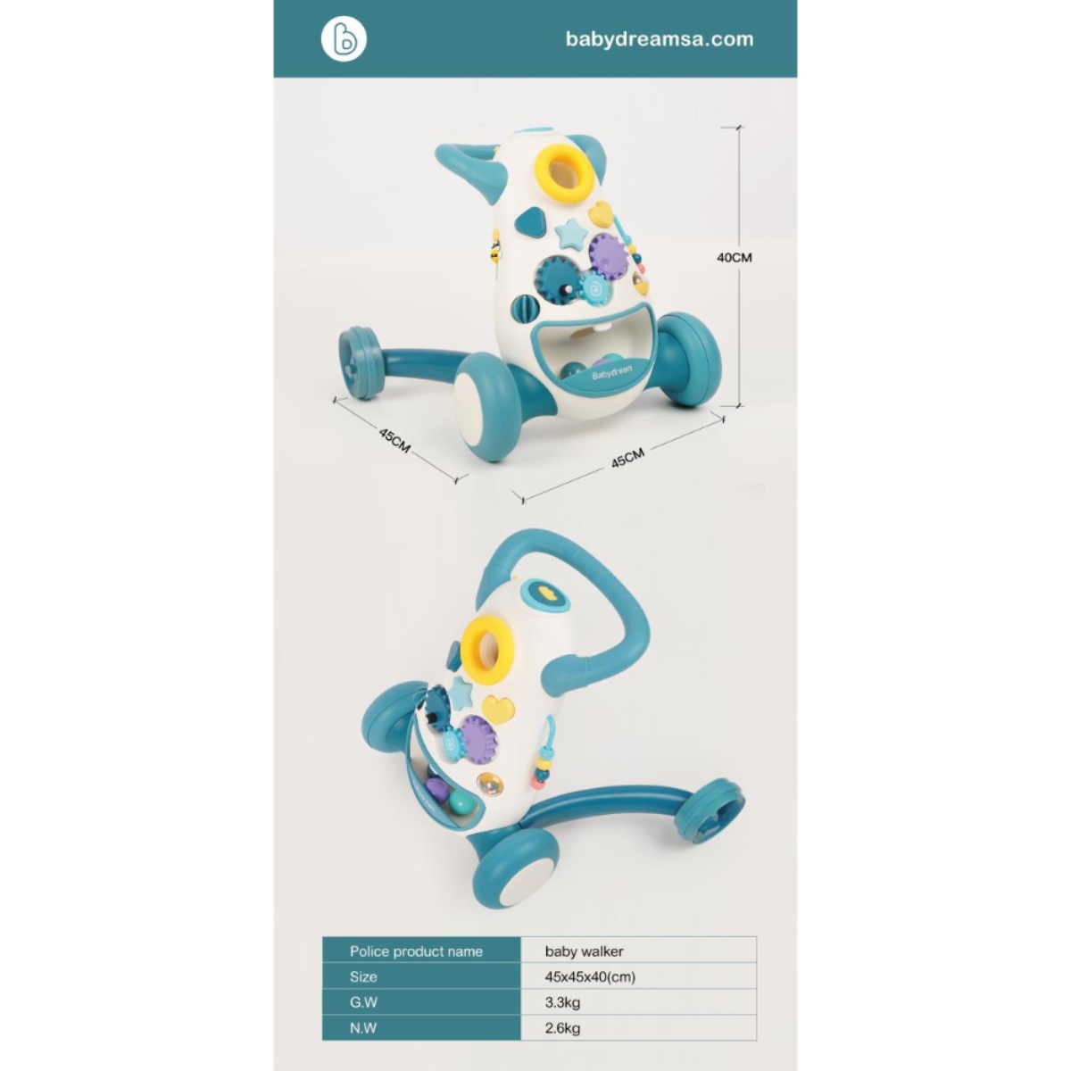 Babydream 3-in-1 Baby Walker 2 Toddler, 0-2 Years