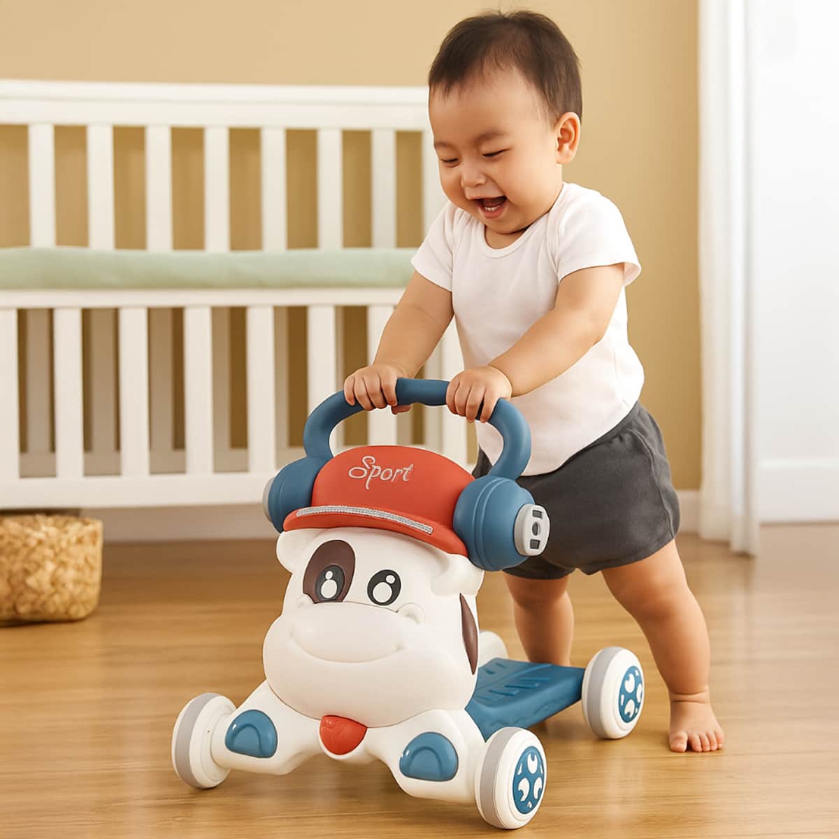 Babydream Adjustable Height 3-in-1 Blue Walker Toddler, 0-2 Years