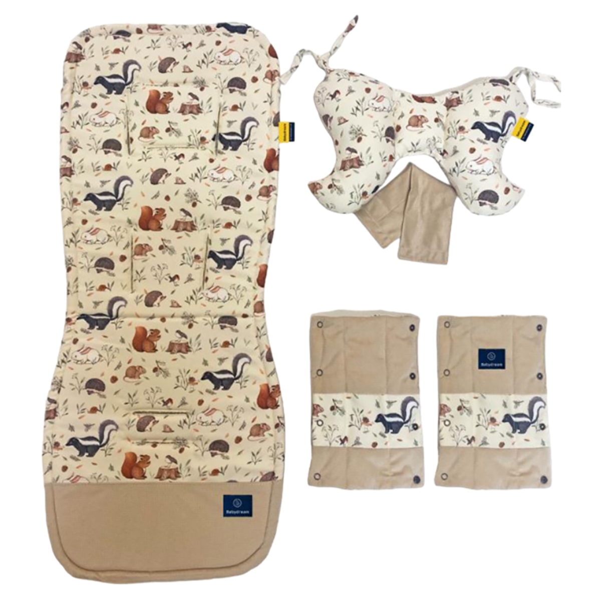 بيبي دريم وسادة عربة مزدوجة الجانبين بلون بيج للأطفال من عمر 0 إلى 2 سنة