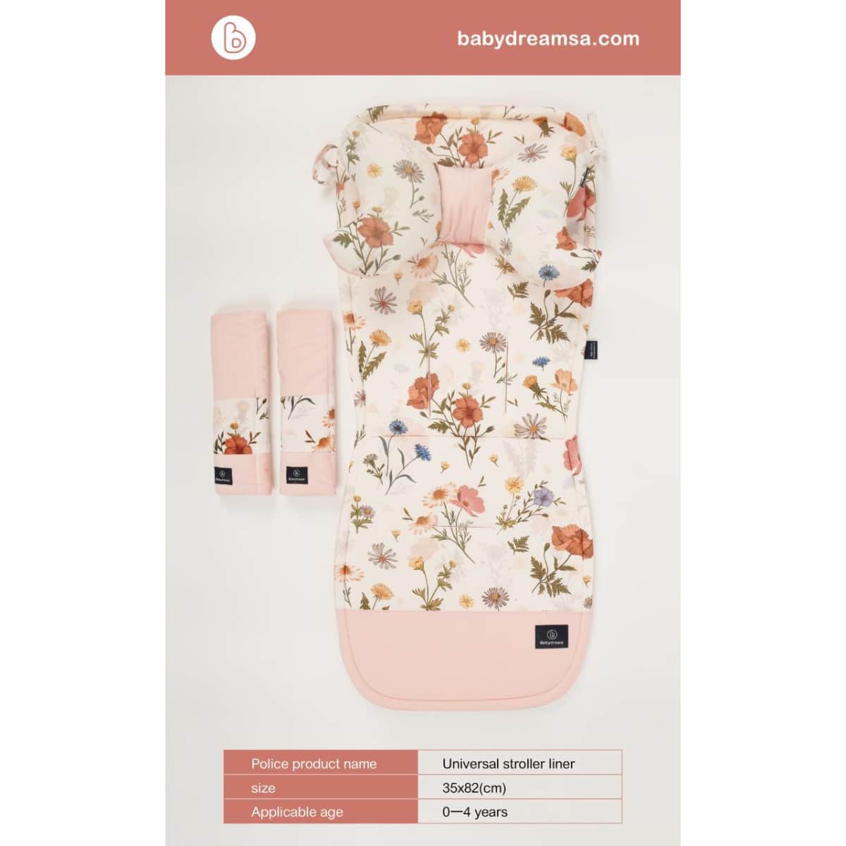 Babydream Double Sided Pink Stroller Pad Toddler, 0-2 Years
