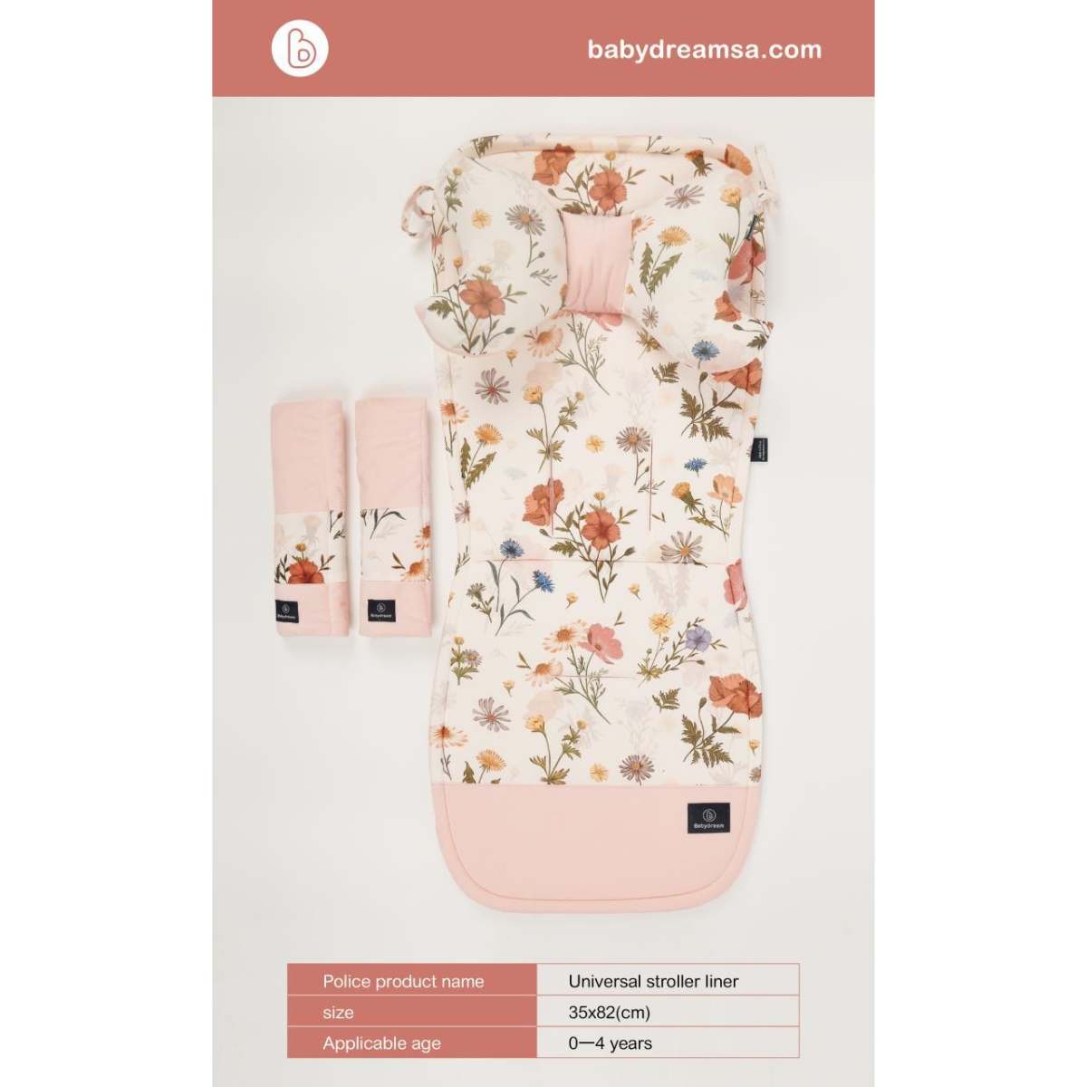 Babydream Double Sided Pink Stroller Pad Toddler, 0-2 Years