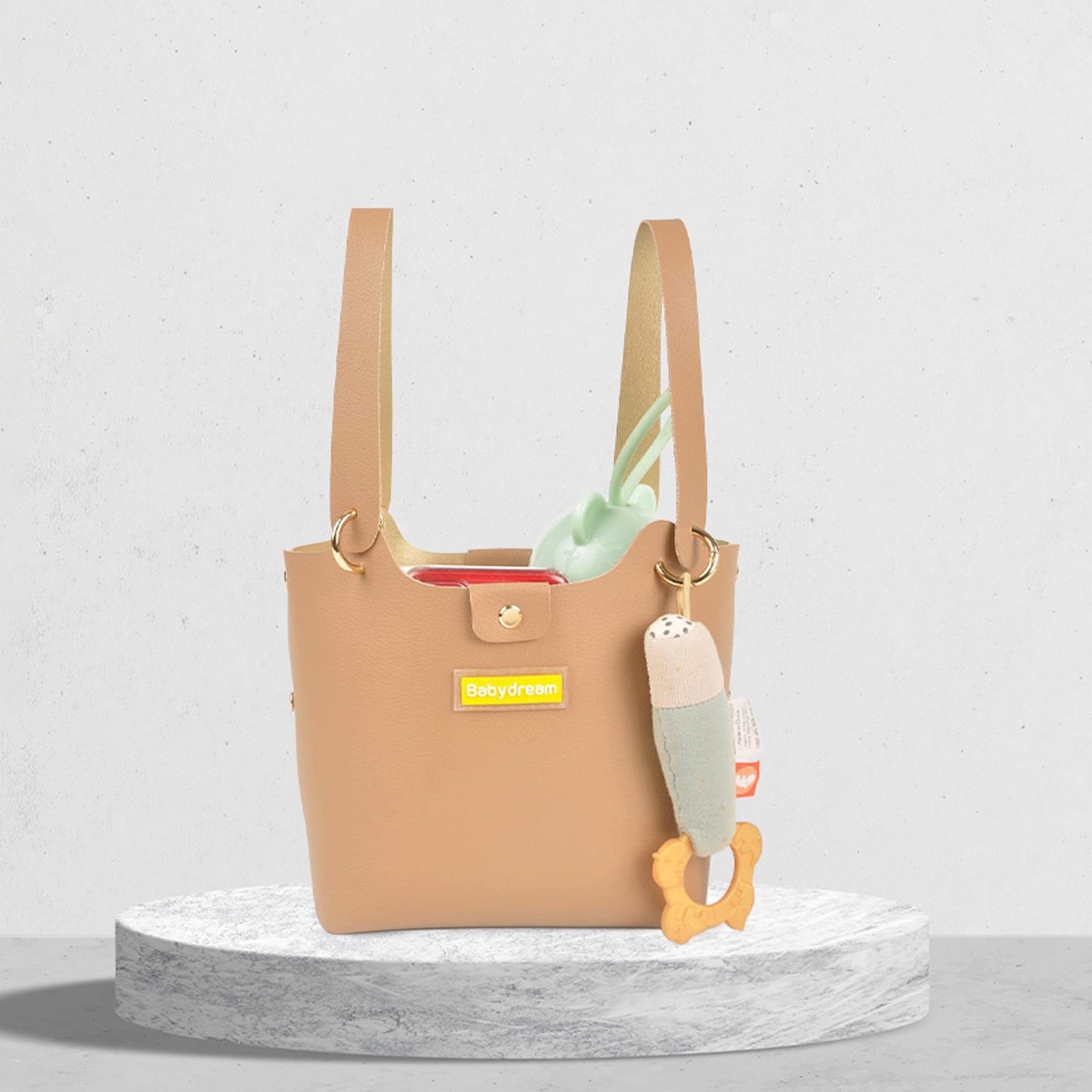 Babydream Leather Beige Diaper Handbag Unisex, 13+ Years