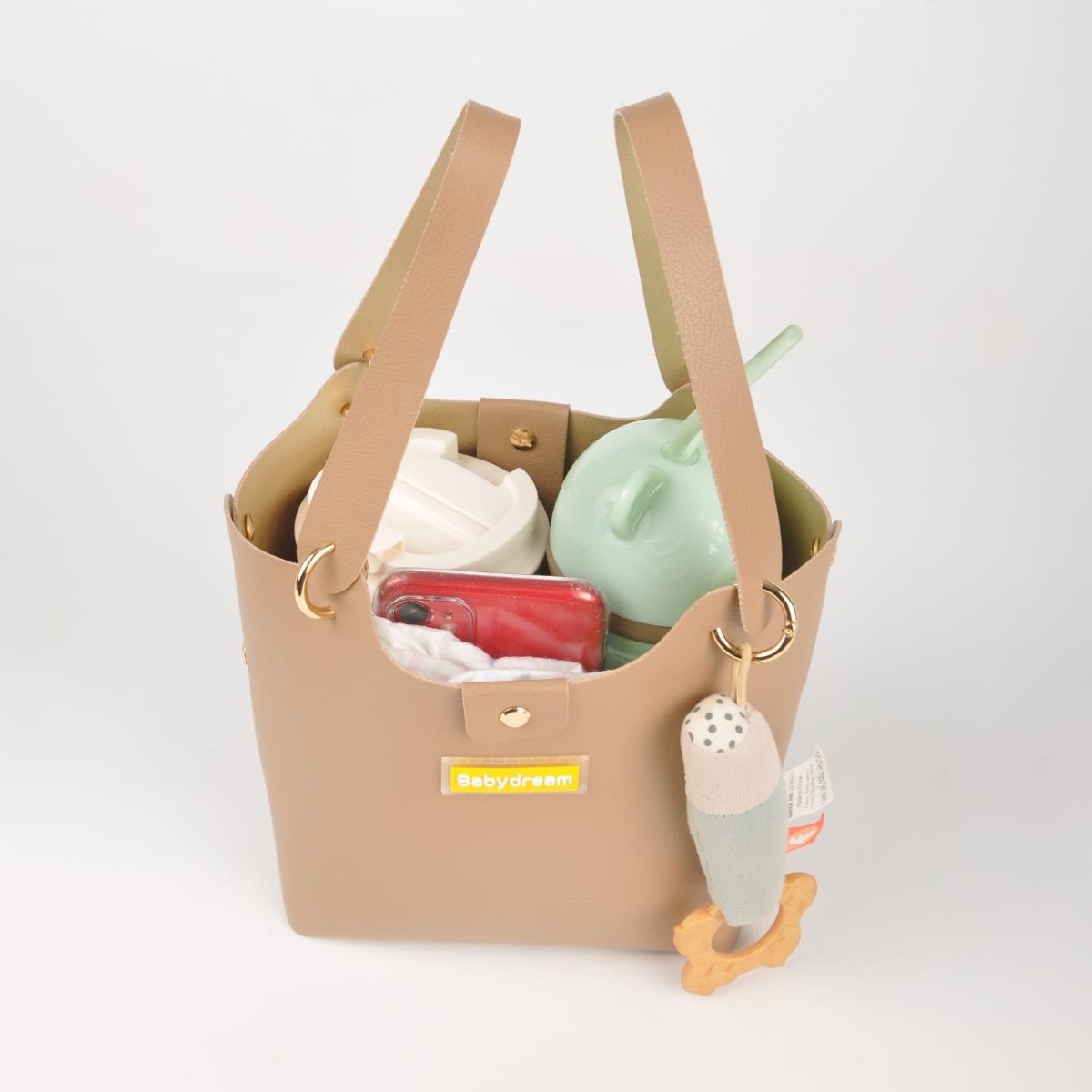 Babydream Leather Beige Diaper Handbag Unisex, 13+ Years