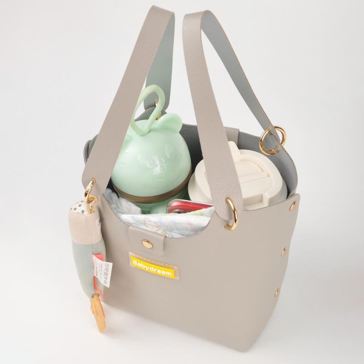 بيبي دريم حقيبة حفاضات جلدية رمادية للجنسين من عمر 13 سنة فما فوق