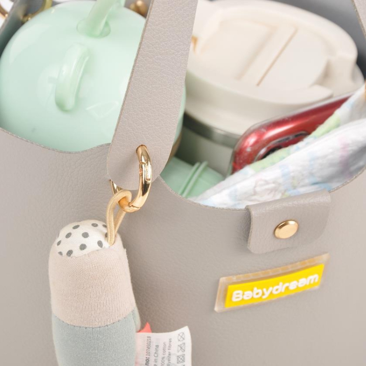 بيبي دريم حقيبة حفاضات جلدية رمادية للجنسين من عمر 13 سنة فما فوق