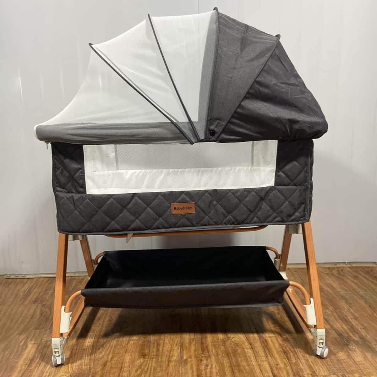BabyDream Portable 6-Level Adjustable Height Crib Toddler, 0-2 Years