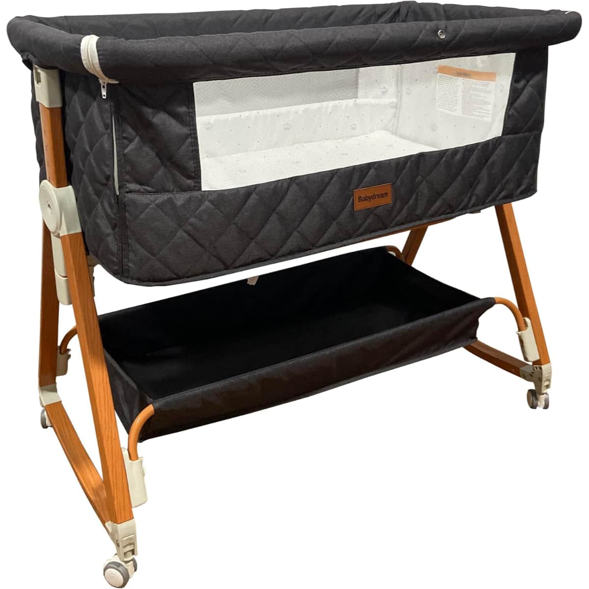 BabyDream Portable 6-Level Adjustable Height Crib Toddler, 0-2 Years