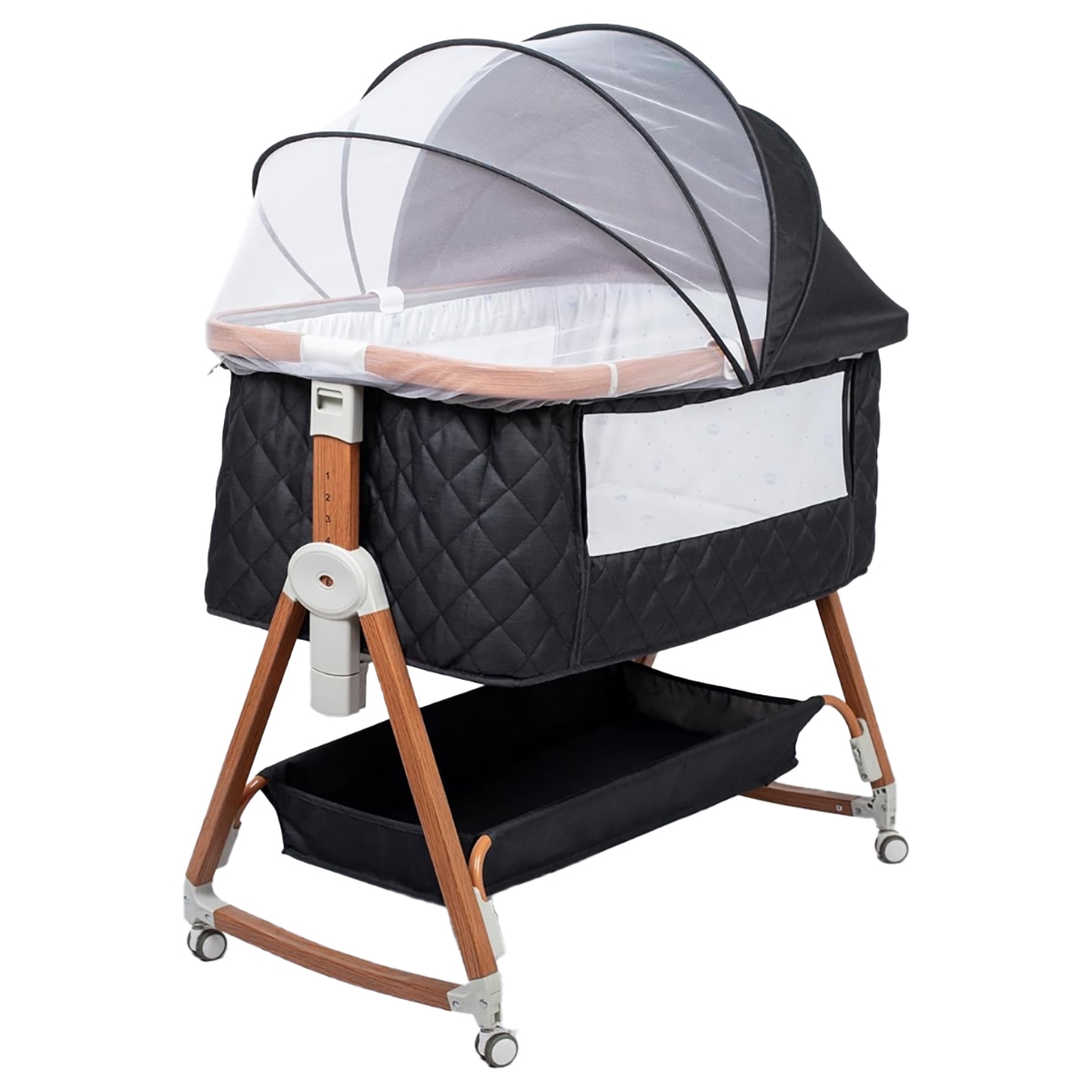 BabyDream Portable Deluxe 6-Level Adjustable Height Crib Toddler, 0-2 Years