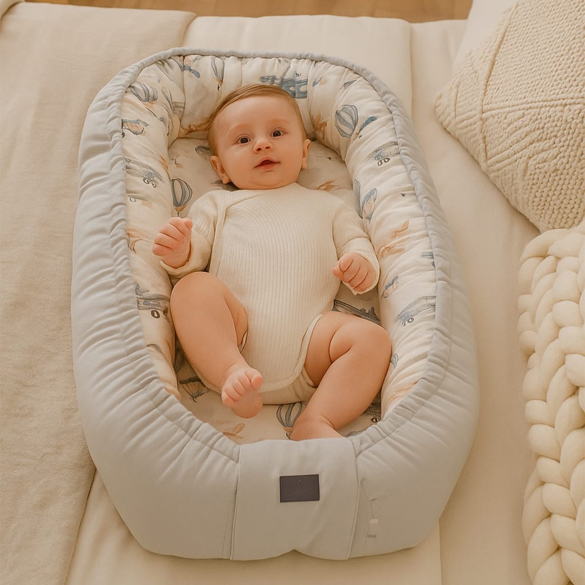 Babydream Portable Grey Bassinet and Sleeping Pod Toddler, 0-2 Years