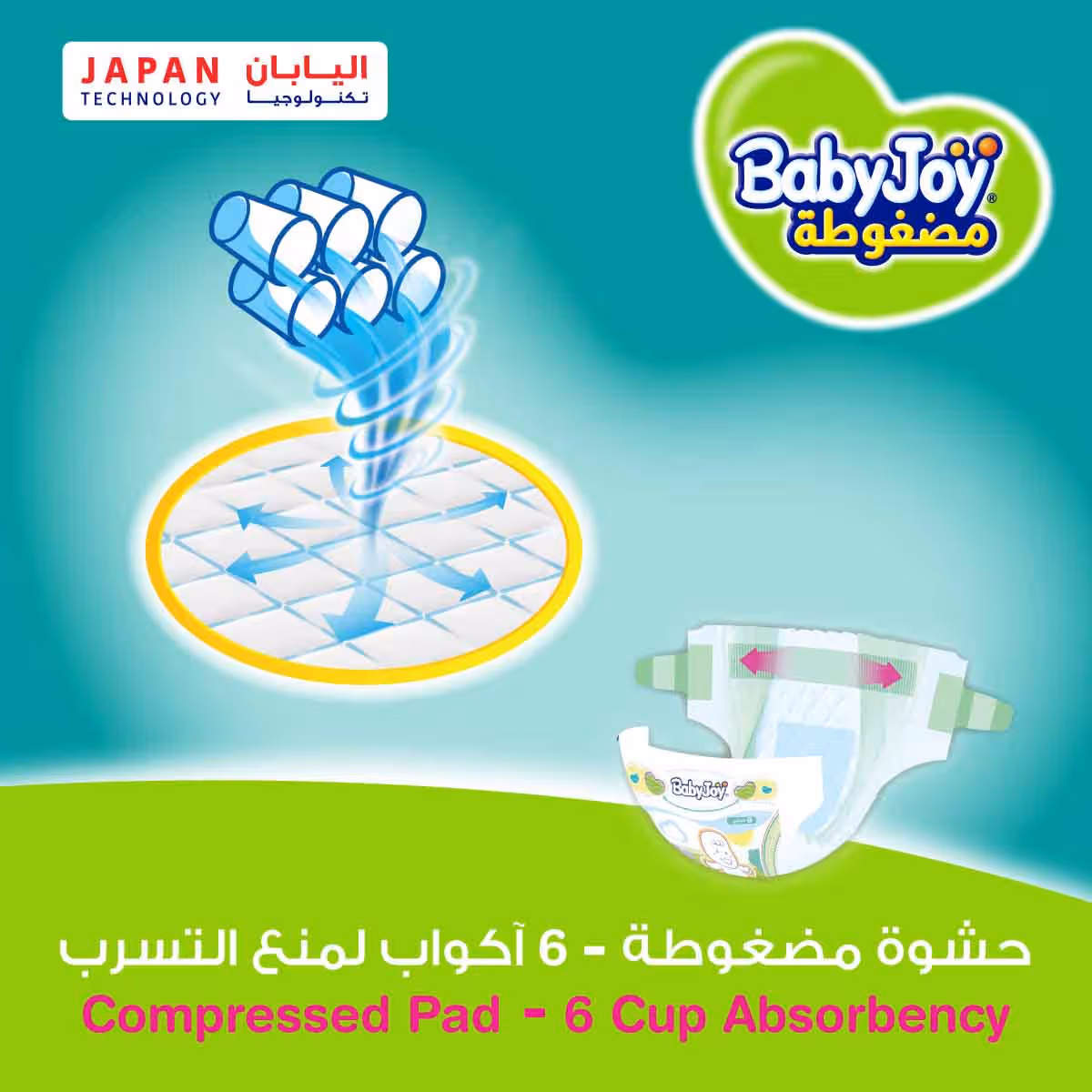 BabyJoy 44-Piece Size 2 Small 3.5-7 kg 2X Compressed Diamond Pad Diapers