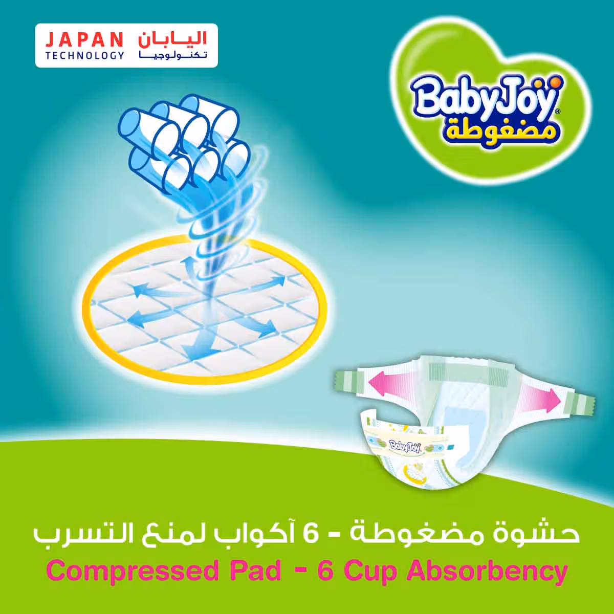BabyJoy 34-Piece Size 3 Medium 6-12 kg Compressed Diamond Pad Diapers