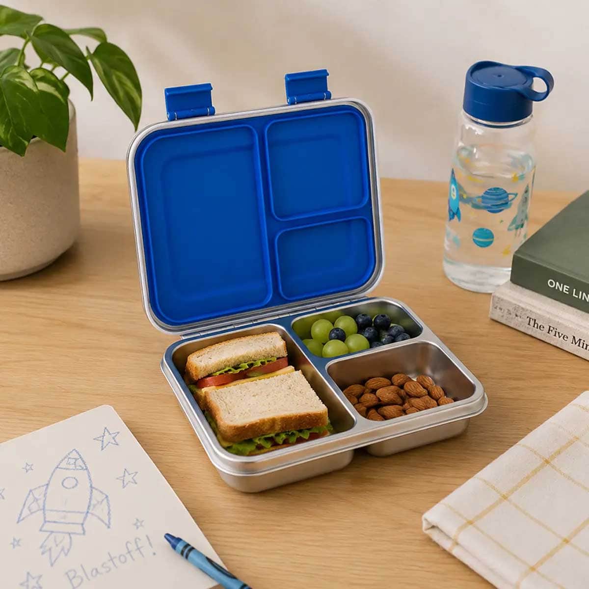 Bamboo Bark 1030ml Soccer Stainless Steel Bento Lunch Box