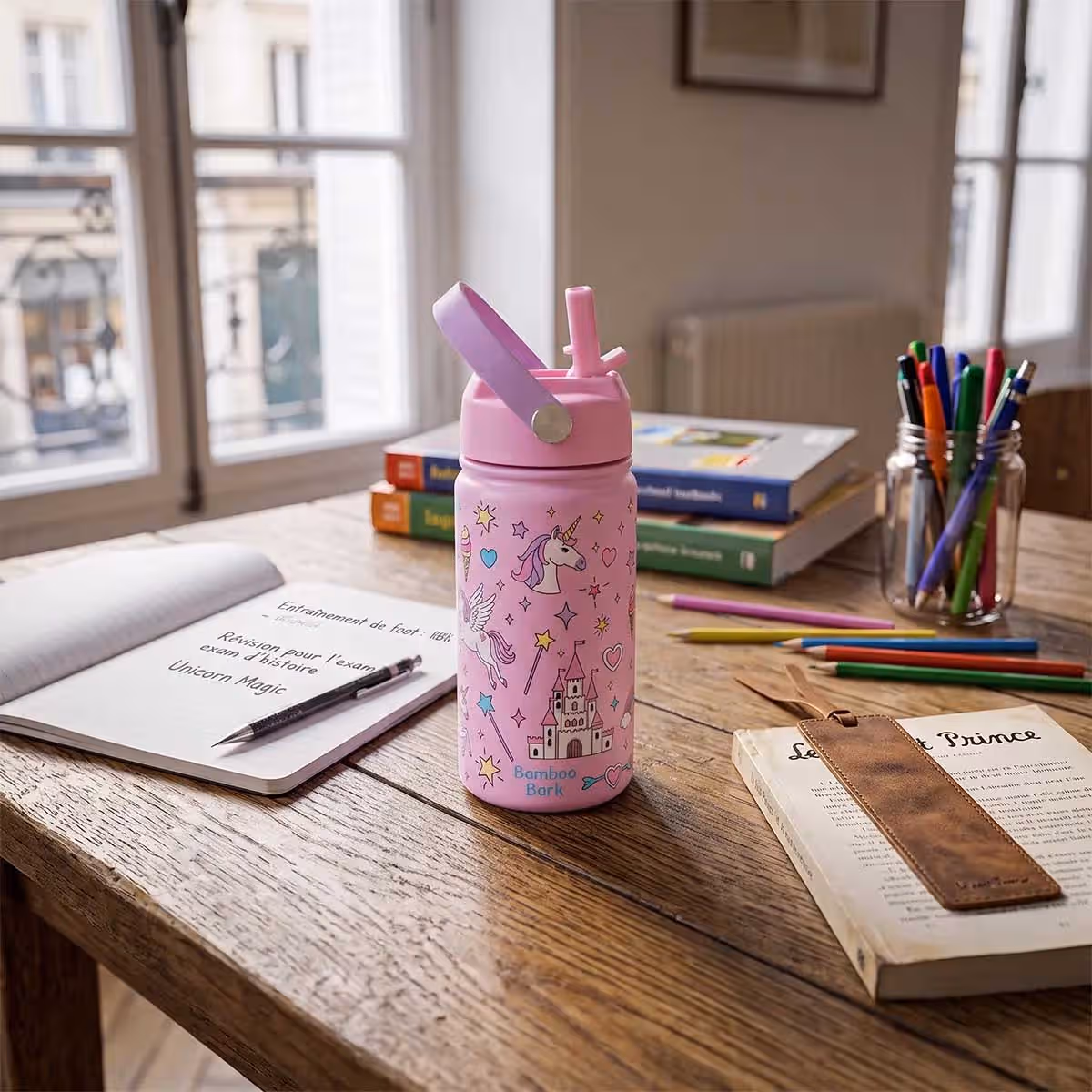 Bamboo Bark 400ml Unicorn Insulated Stainless Steel Water Bottle