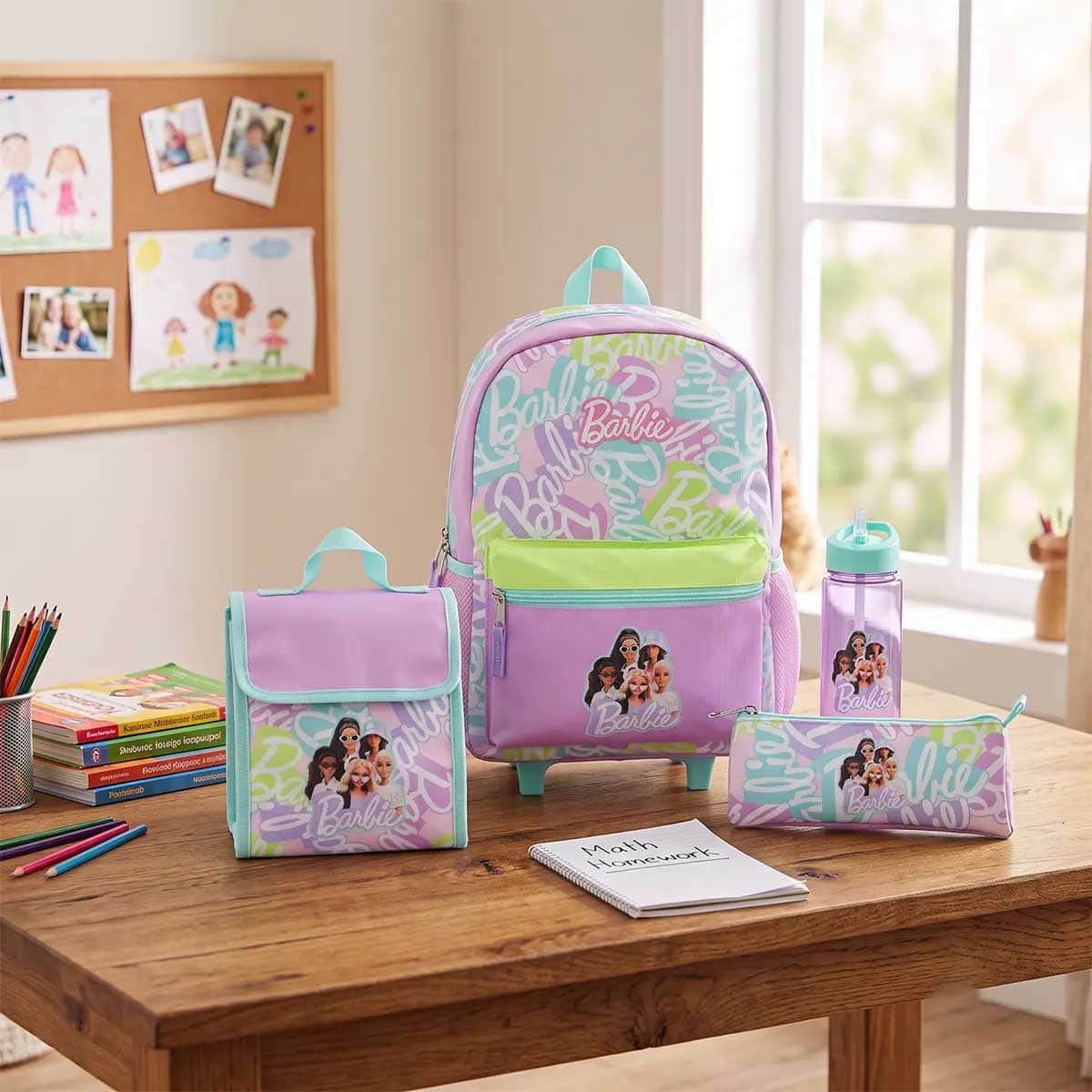 Bamboo Bark 4-Piece Barbie Girls Purpleed Backpack Set