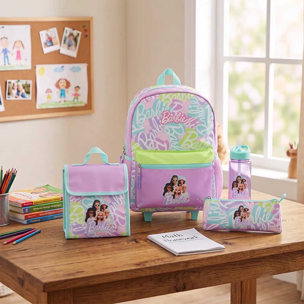 Bamboo Bark 4-Piece Barbie Girls Purpleed Backpack Set