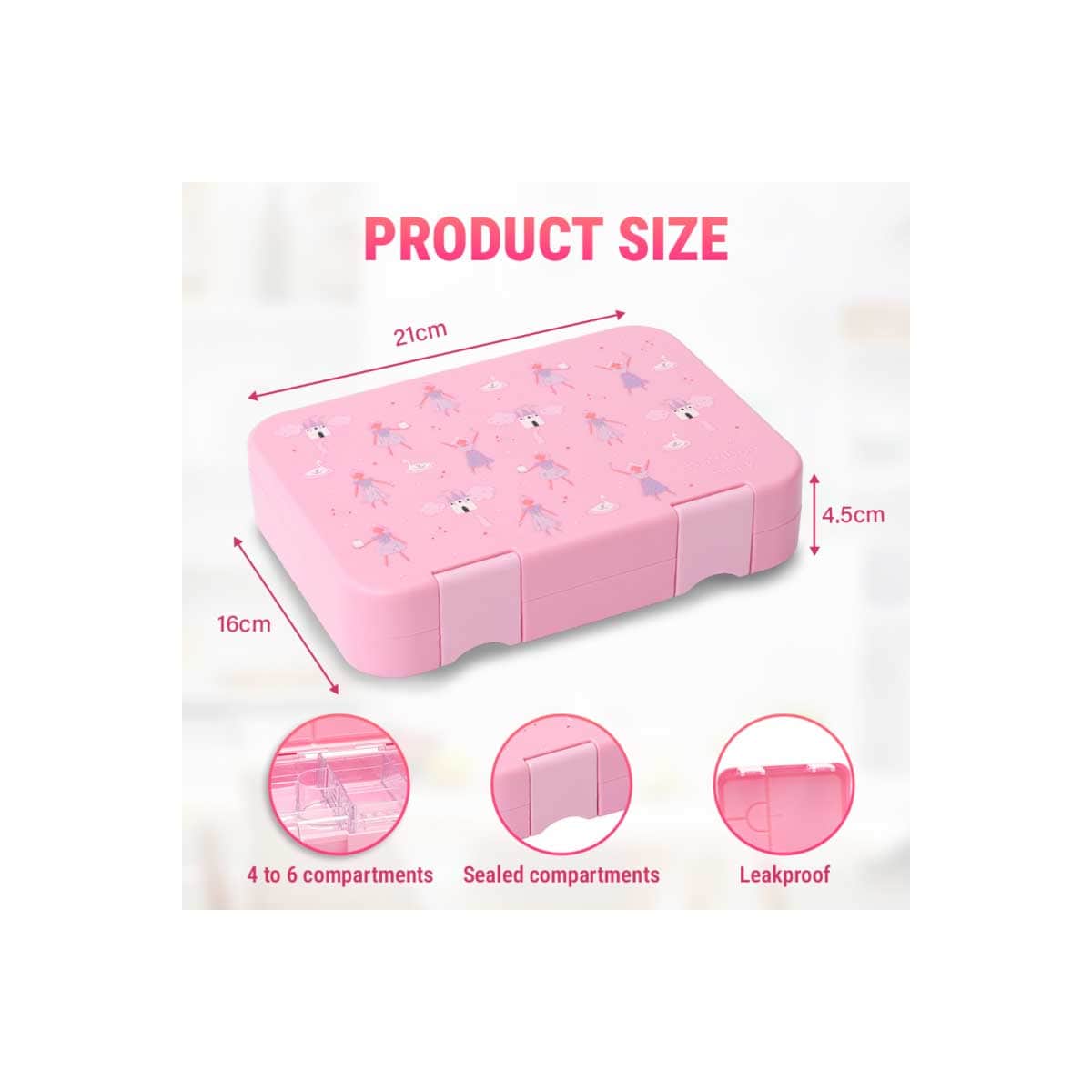 Bamboo Bark 760ml Pink Tritan Bento Lunch Box