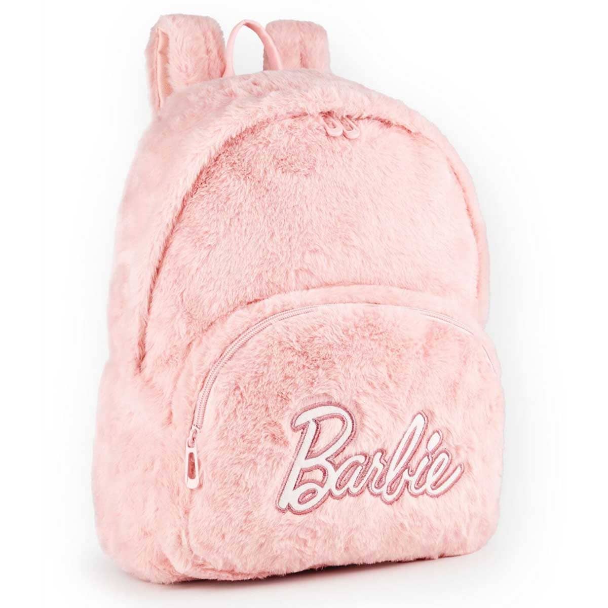 Bamboo Bark Barbie Girls Pink Furry Backpack