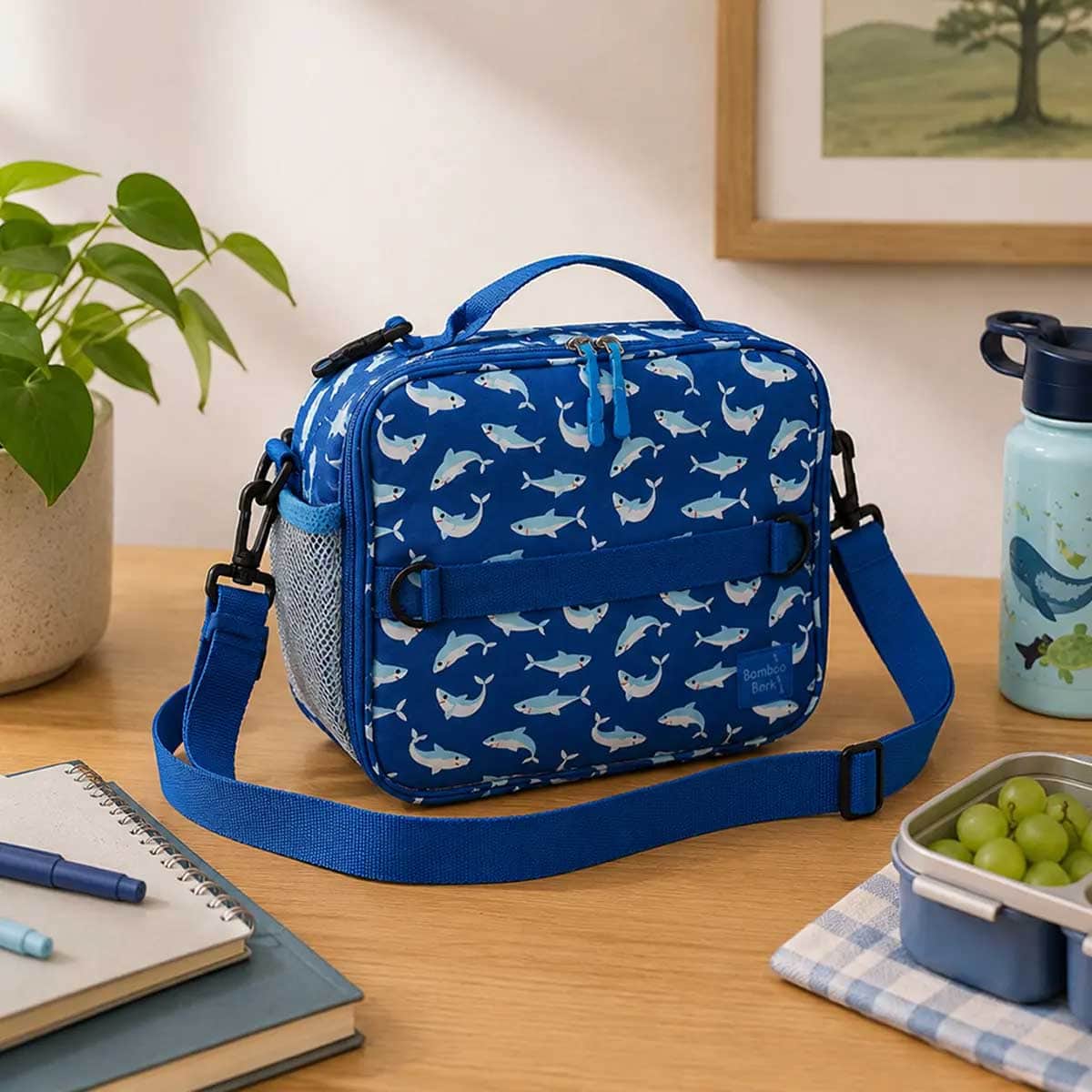 Bamboo Bark Blue 3-Way Insulated Lunch Bag
