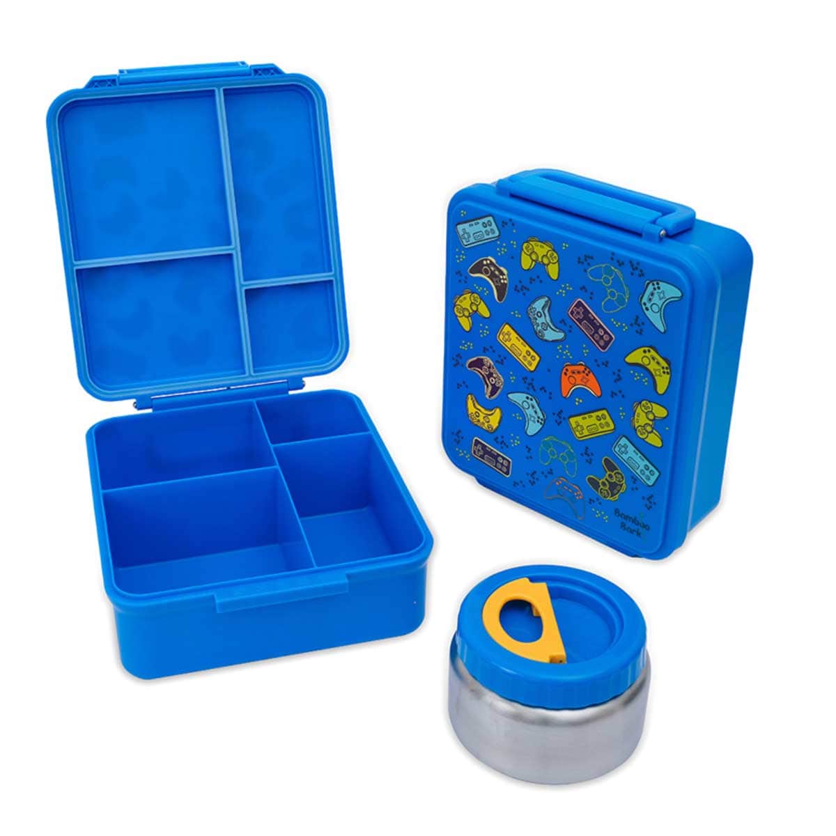 Bamboo Bark Blue Large Bento Lunch Box with Food Jar