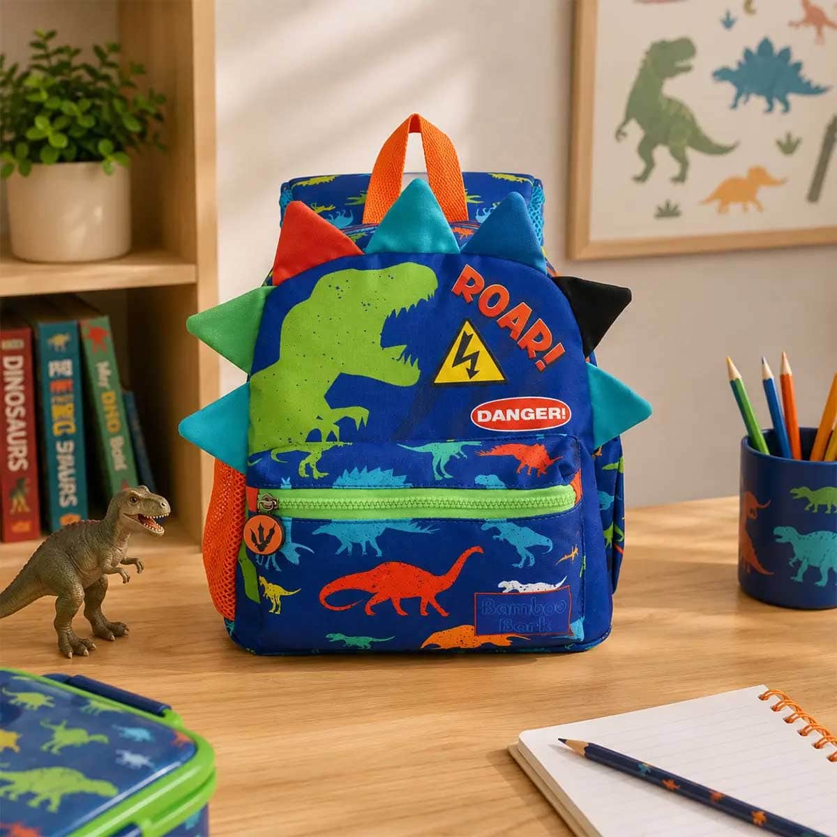 Bamboo Bark Dino Insulated Kids Backpack