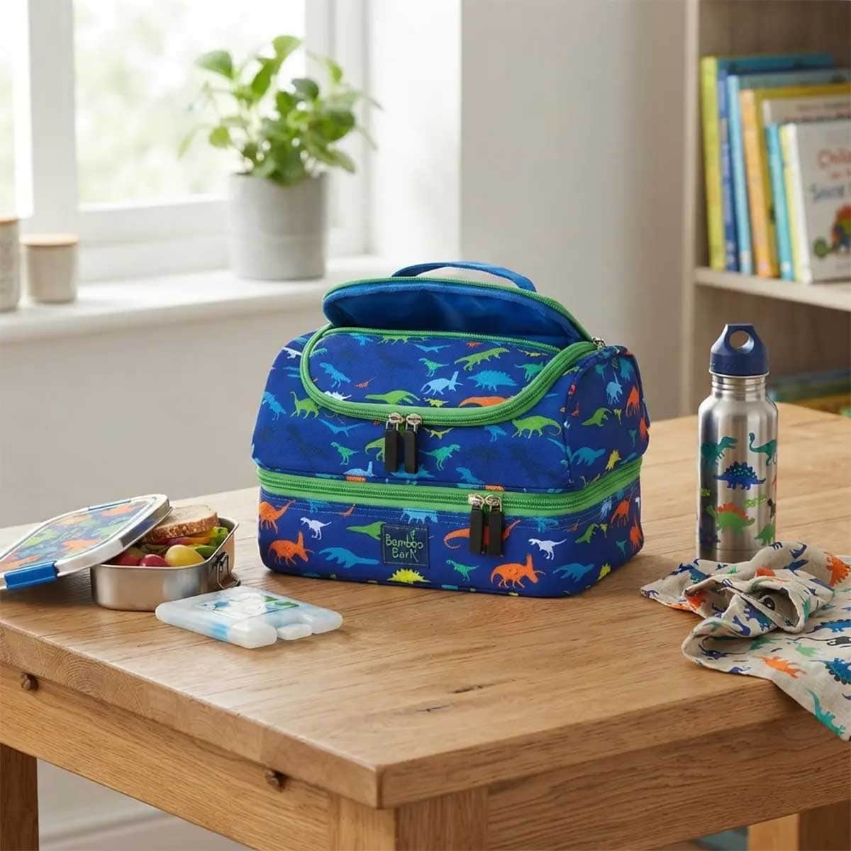 Bamboo Bark Double Layer Insulated Lunch Bag