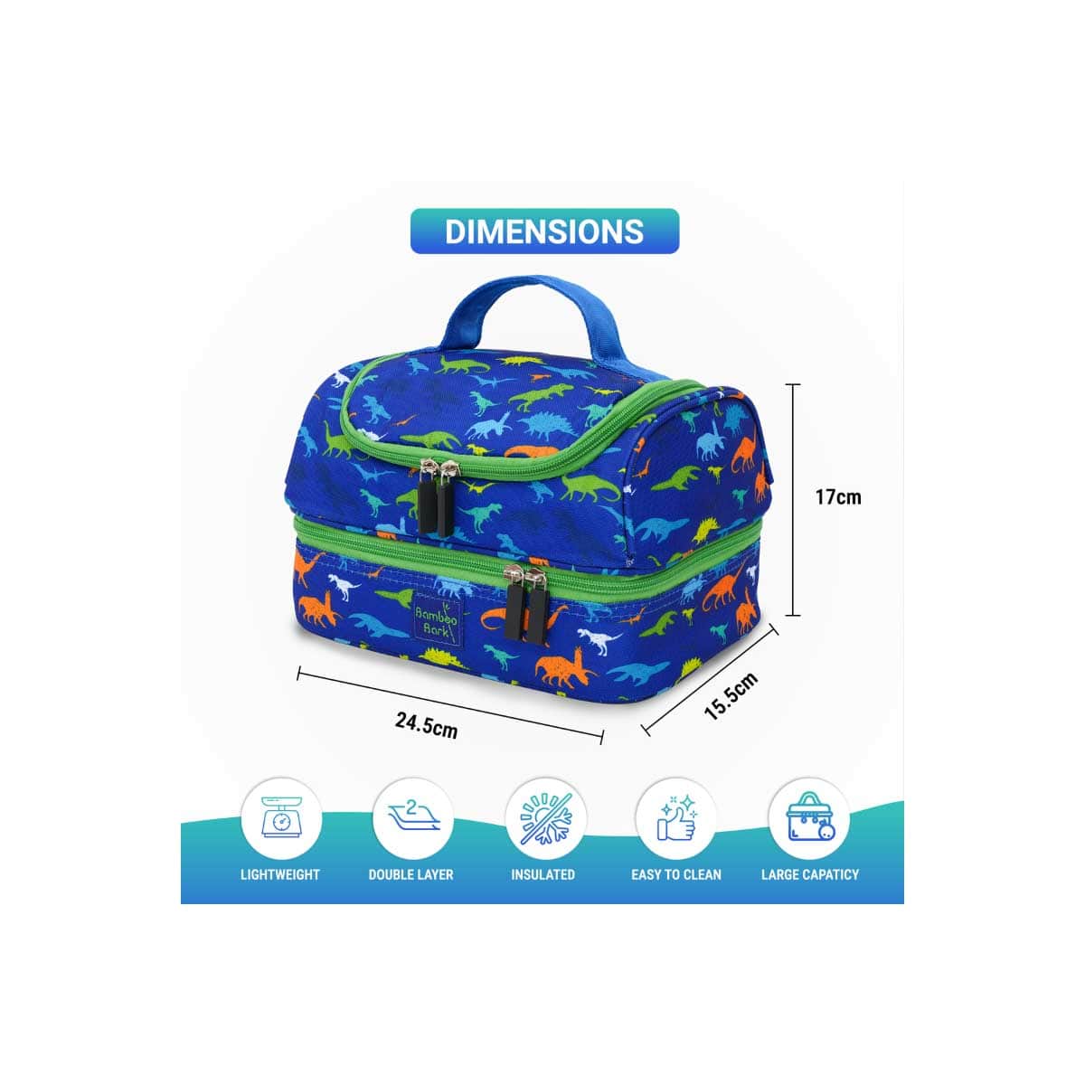 Bamboo Bark Double Layer Insulated Lunch Bag
