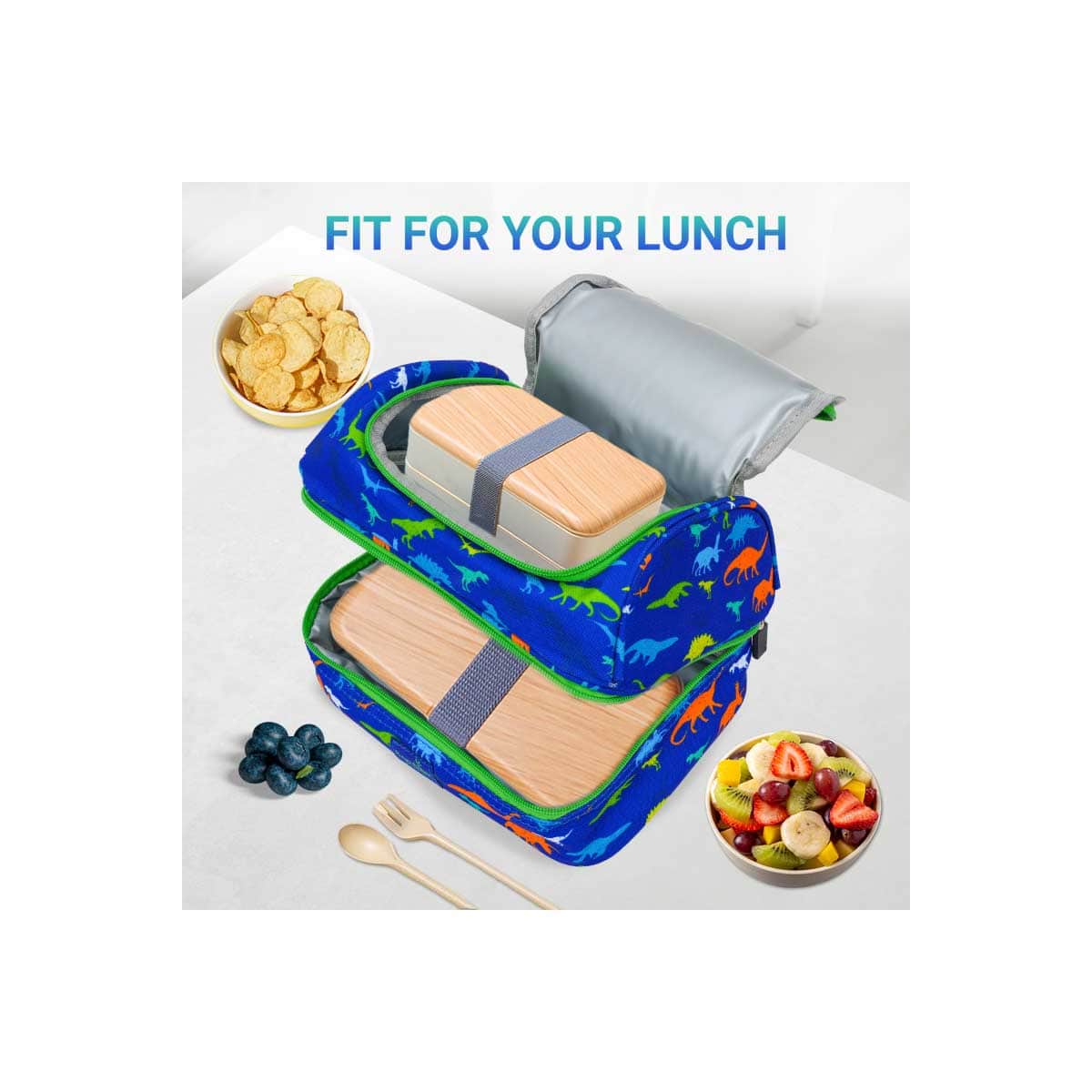 Bamboo Bark Double Layer Insulated Lunch Bag