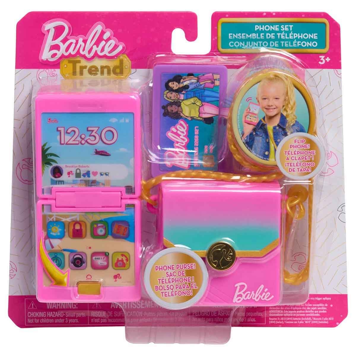 Barbie 4-Piece Trend Phone Interactive Toy Set Girls, 3-4 Years
