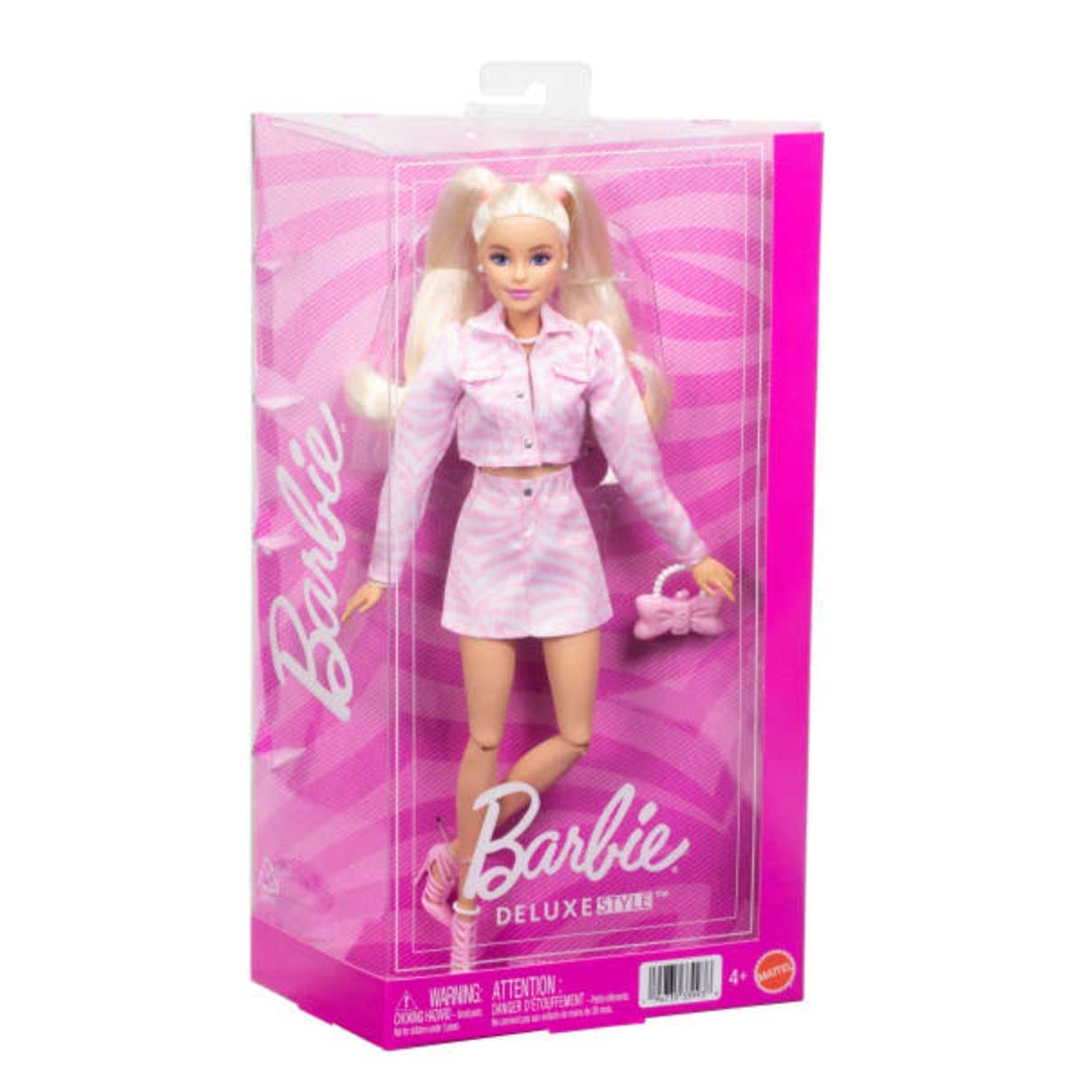 Barbie Blonde Deluxe Fashionistas Pink Denim Jacket Doll Girls, 3-4 Years