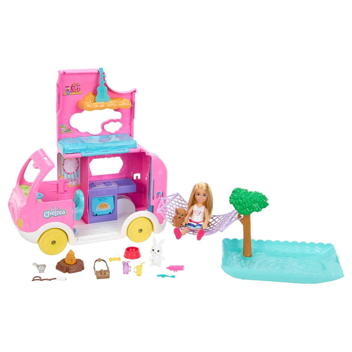 Barbie Club Chelsea Doll & 2-in-1 Camper Playset Girls, 3-4 Years