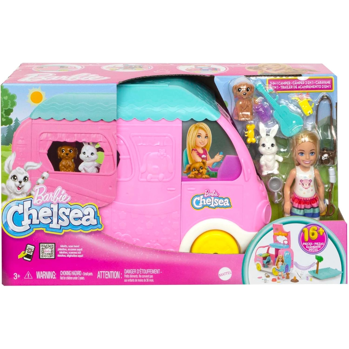 Barbie Club Chelsea Doll & 2-in-1 Camper Playset Girls, 3-4 Years