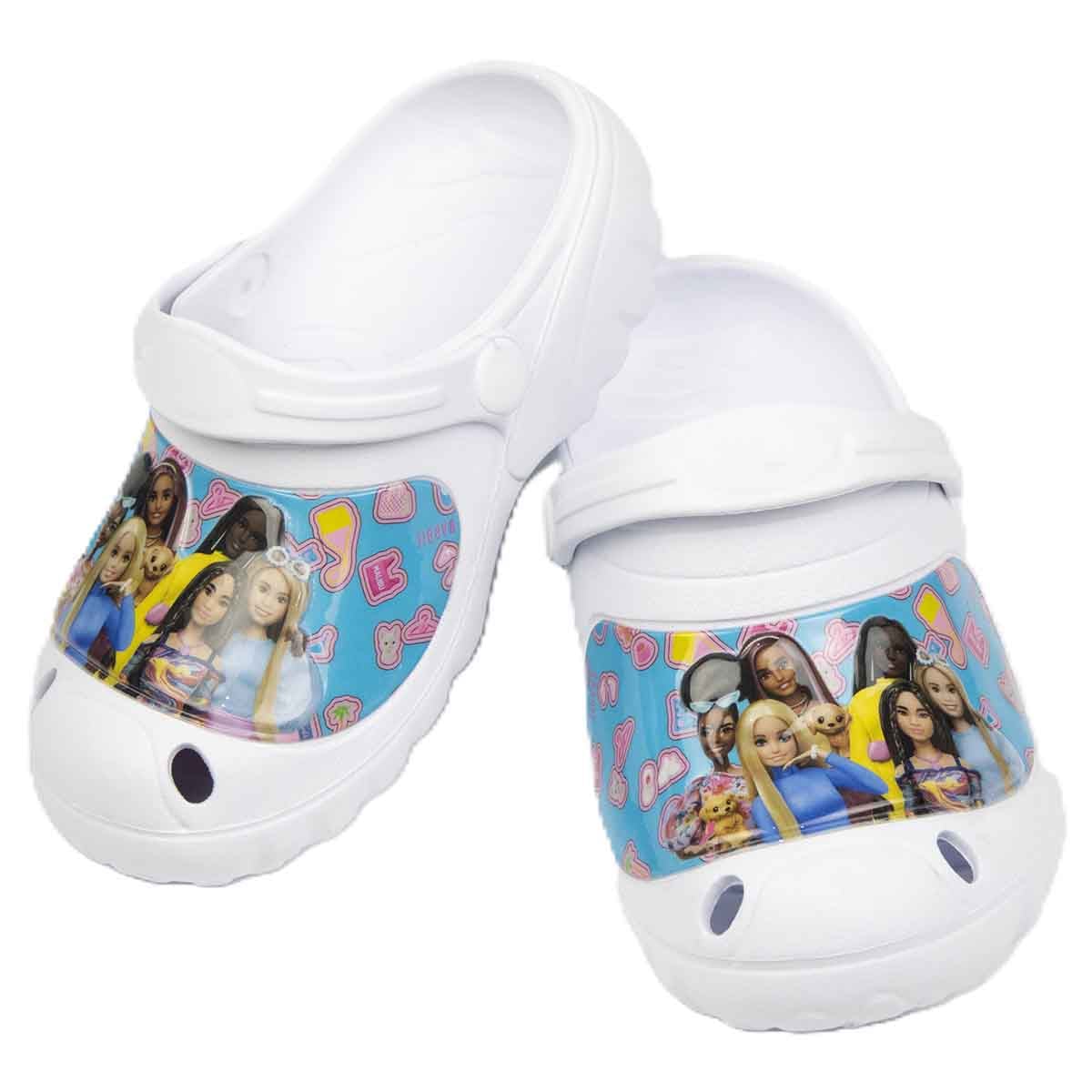 Barbie 21-22 EU White Lightweight & Comfortable Slip-On Sandals Kids Klogs Girls