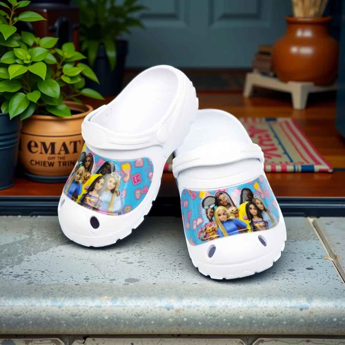 باربي صنادل خفيفة مريحة للأطفال باللون الأبيض