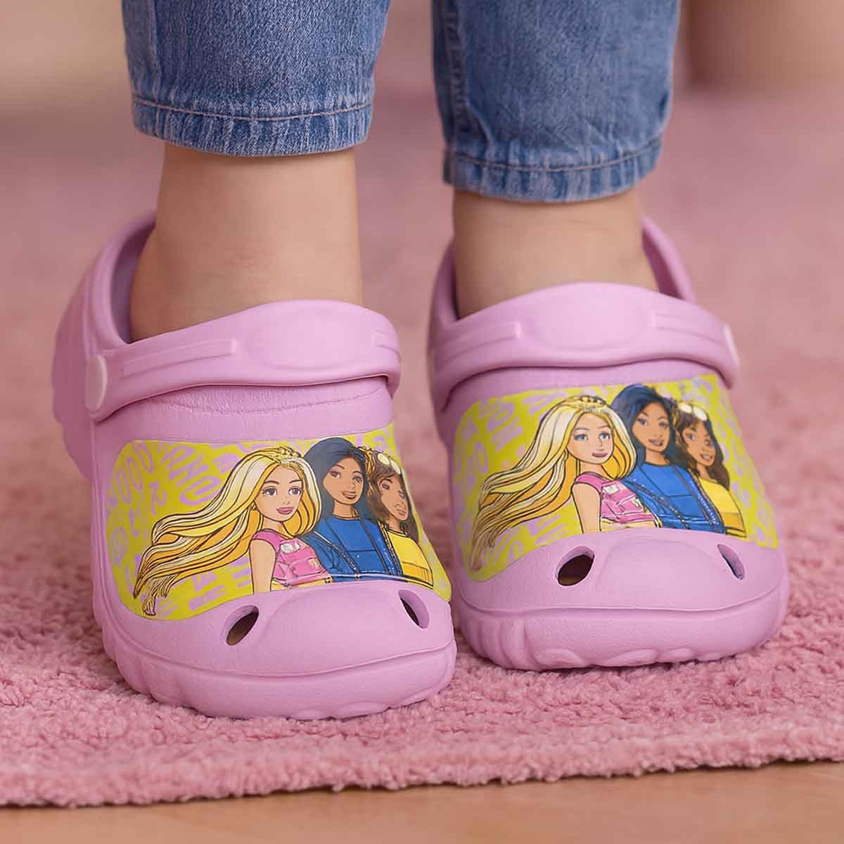 Barbie EU Pink Lightweight & Comfortable Slip-On Sandals Kids Klogs Girls