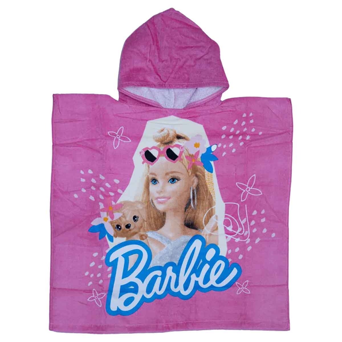 Barbie Pink Soft Hooded Poncho Kids Towel Girls, 3-4 Years