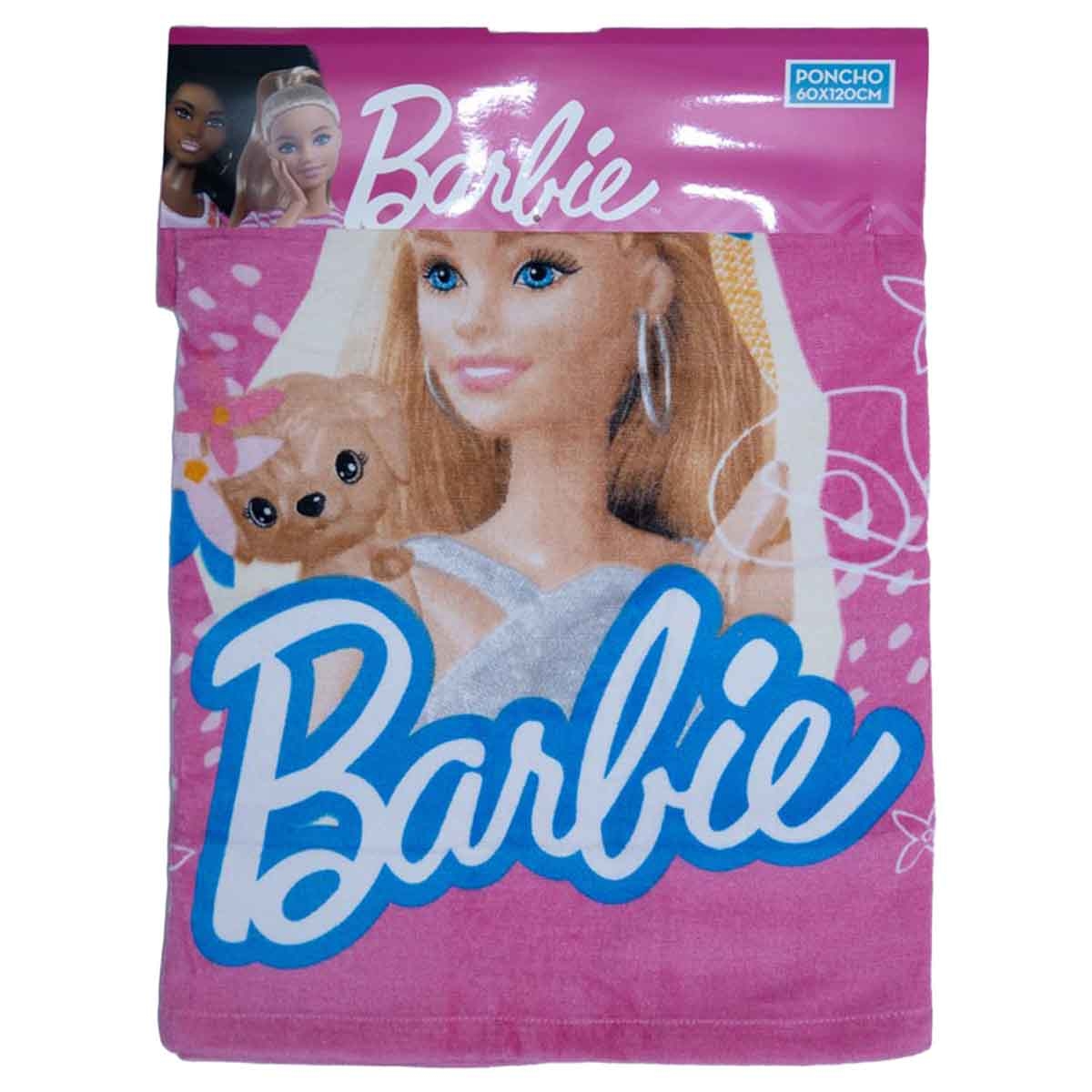 باربي منشفة أطفال بقلنسوة ناعمة باللون الوردي للبنات من عمر 3-4 سنوات
