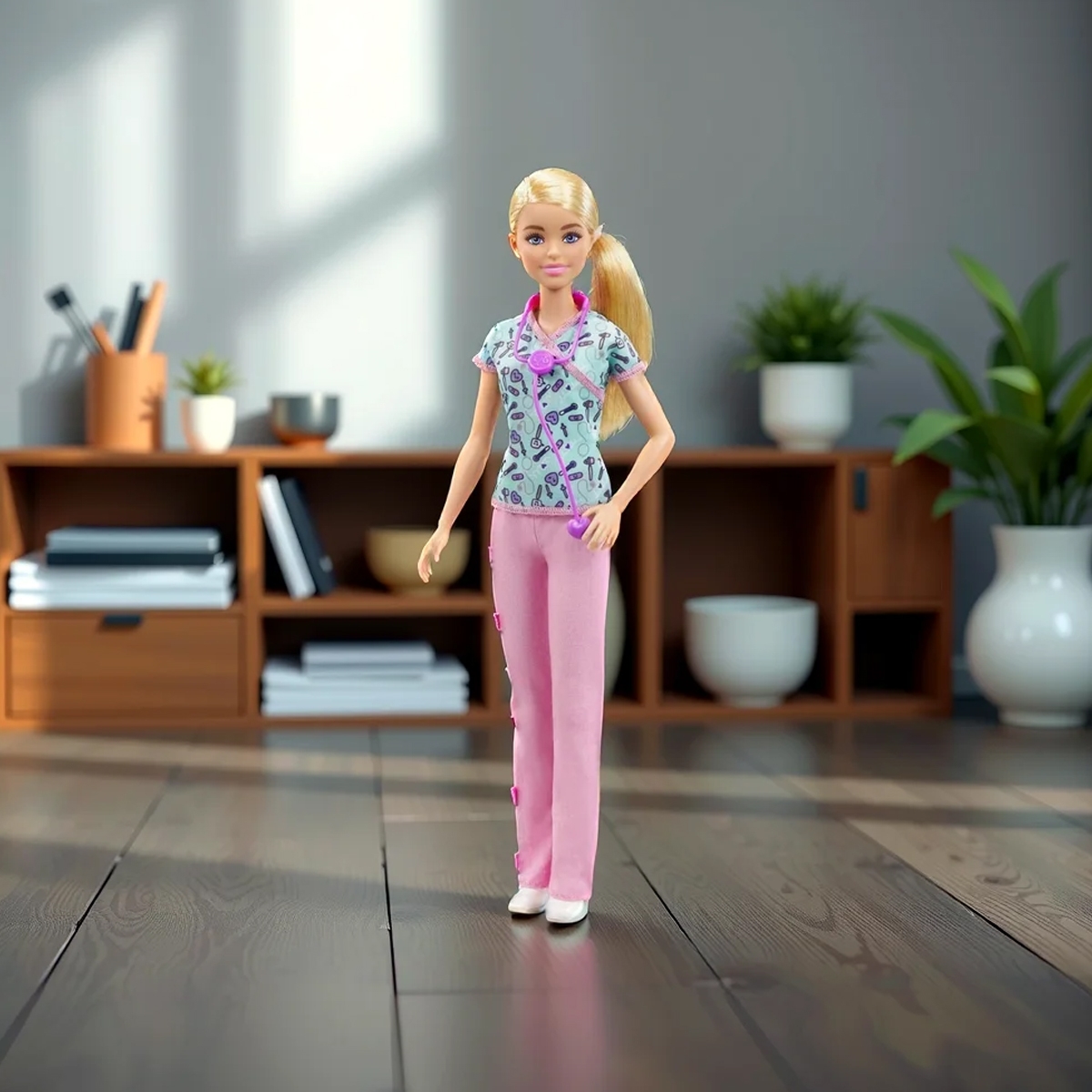 Barbie Nurse Dressed in Medical Scrubs Fashion Doll Girls, 3-4 Years