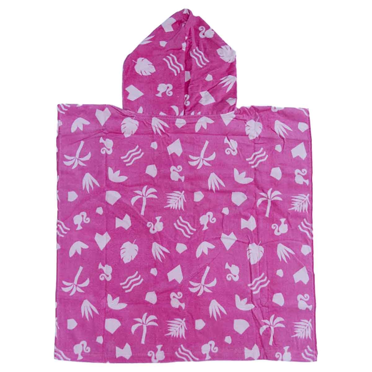Barbie Pink Soft & Absorbent Hooded Poncho Kids Towel Girls, 3-4 Years