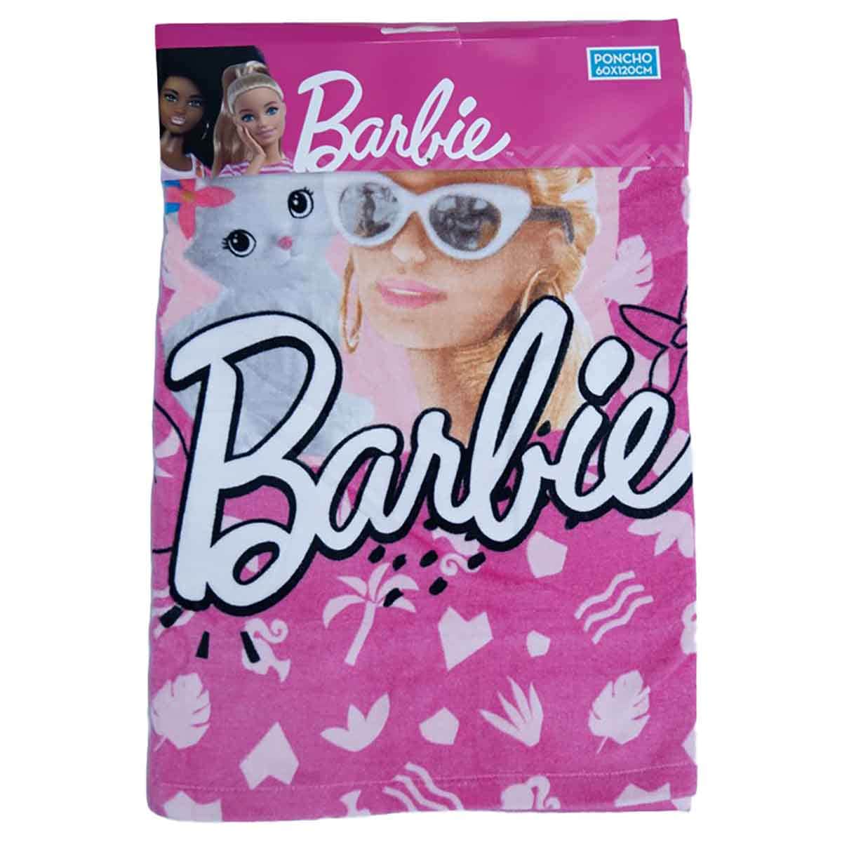 Barbie Pink Soft & Absorbent Hooded Poncho Kids Towel Girls, 3-4 Years