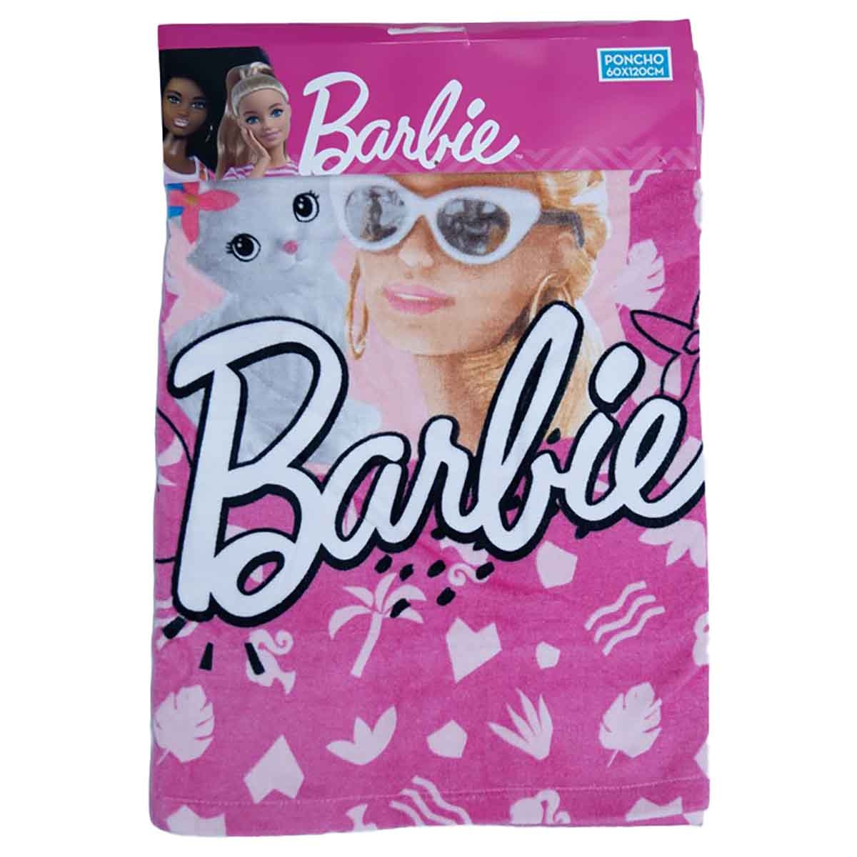 Barbie Pink Soft & Absorbent Hooded Poncho Kids Towel Girls, 3-4 Years