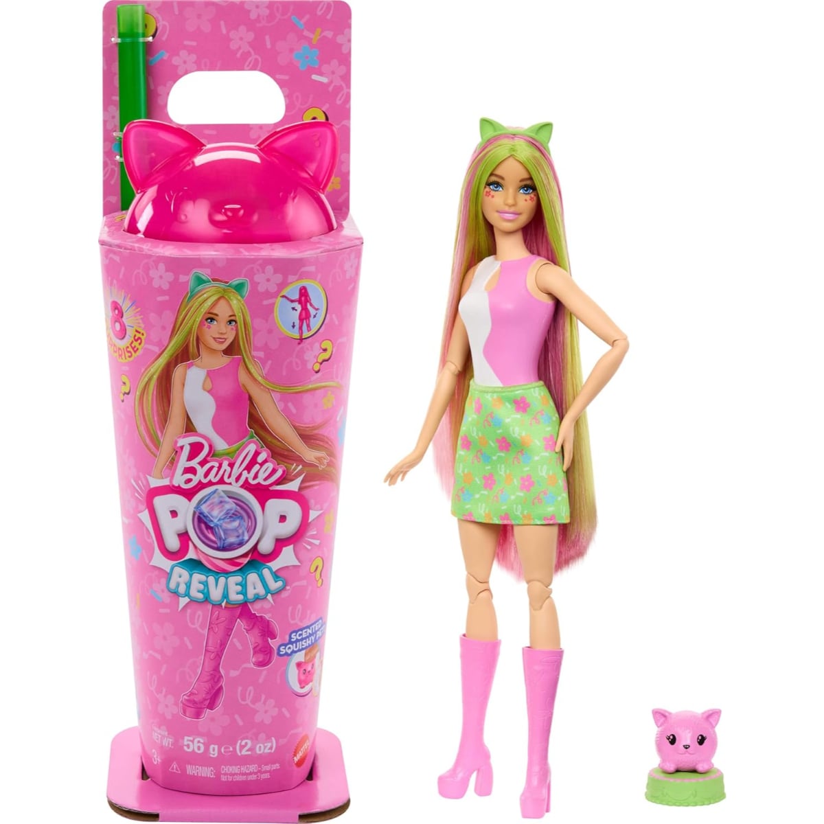 Barbie Pop! Reveal Animal Party Series Cat Themed Doll Girls, 3-4 Years