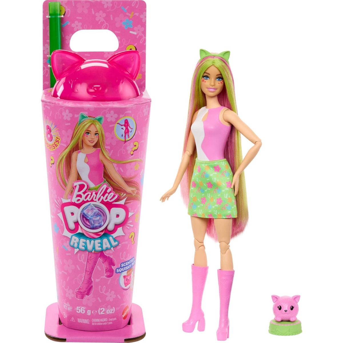 Barbie Pop! Reveal Animal Party Series Cat Themed Doll Girls, 3-4 Years