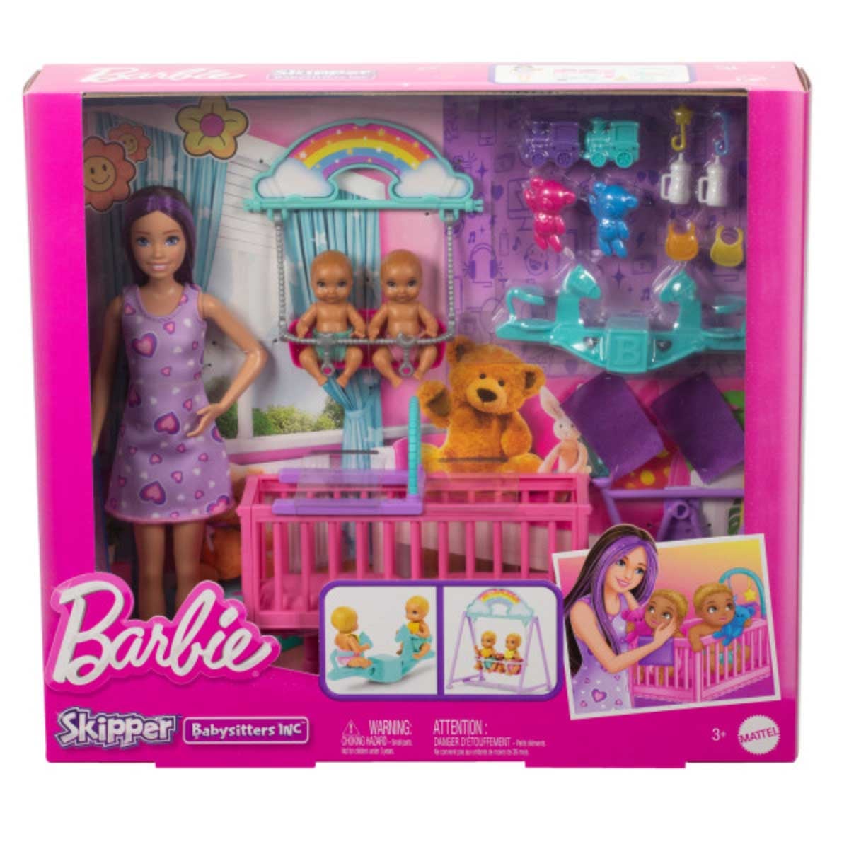 Barbie Skipper Babysitters Inc. Nursery Twinning Playset Girls, 3-4 Years