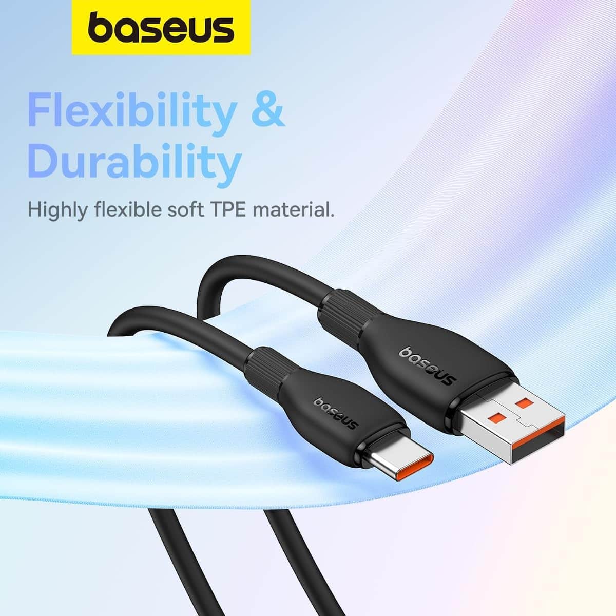 بيسوس أسود كابل USB-A إلى USB-C بقدرة 100 واط بطول 1.2 متر من سلسلة بودنغ