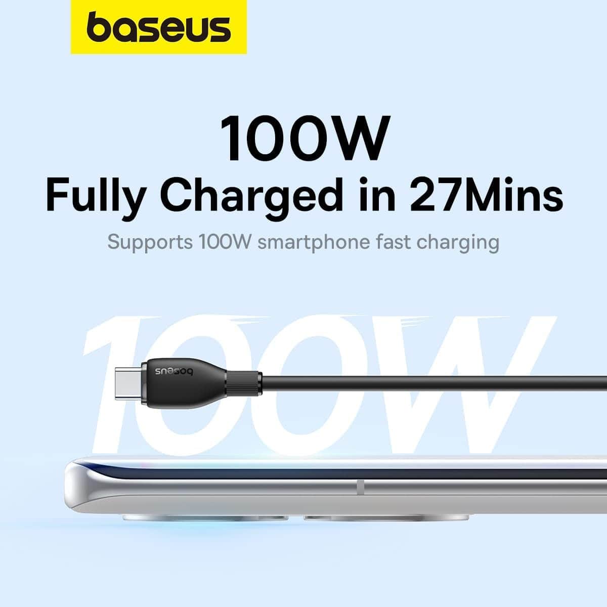 بيسوس أسود كابل USB-A إلى USB-C بقدرة 100 واط بطول 1.2 متر من سلسلة بودنغ