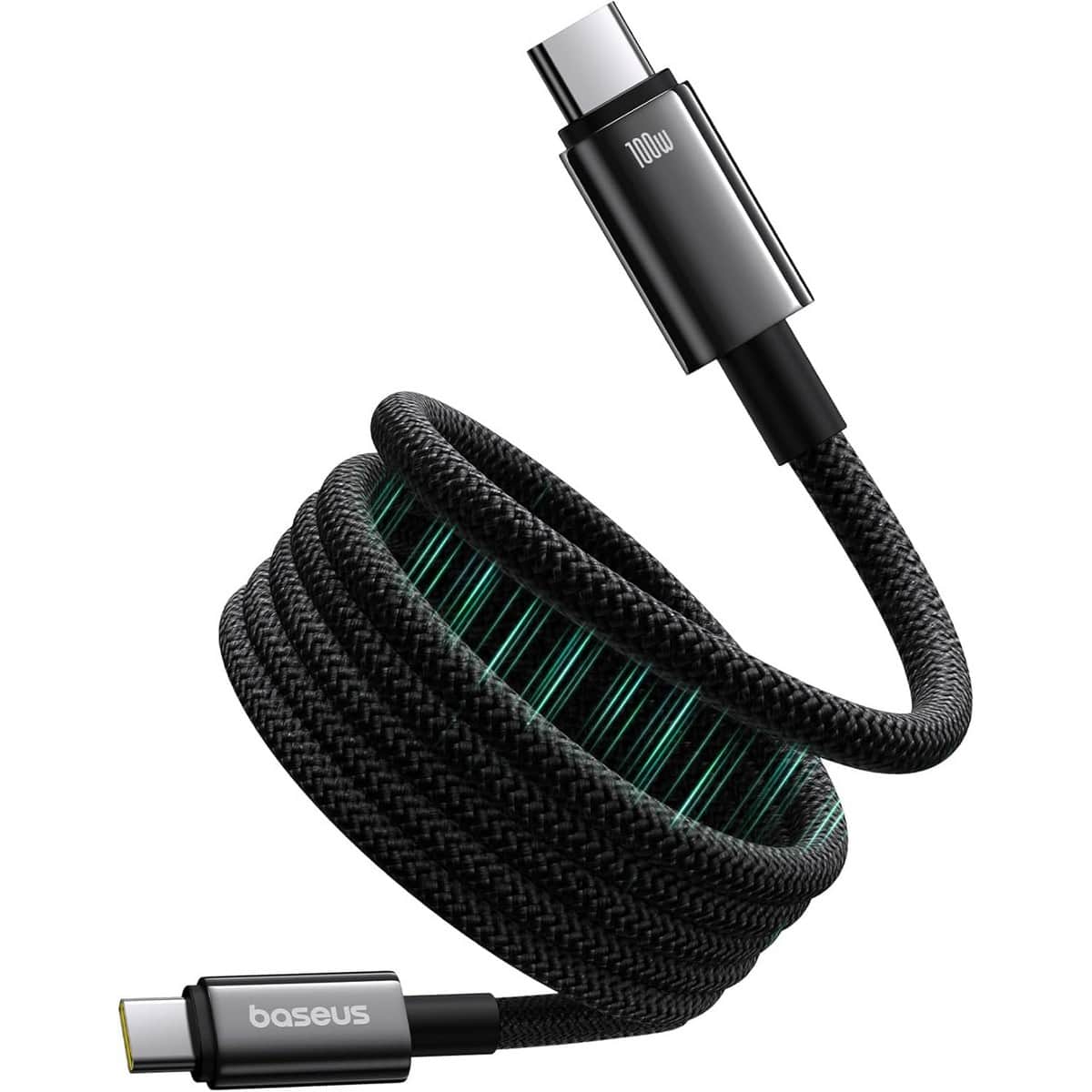 بيسوس أسود كابل مغناطيسي USB-C إلى USB-C بقدرة 100 واط بطول 1 متر من سلسلة تنغستن جولد