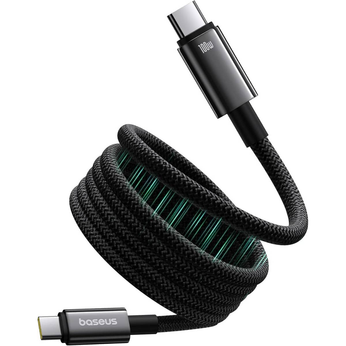 Baseus Black 1m Tungsten Gold 100W Magnetic USB-C to USB-C Cable