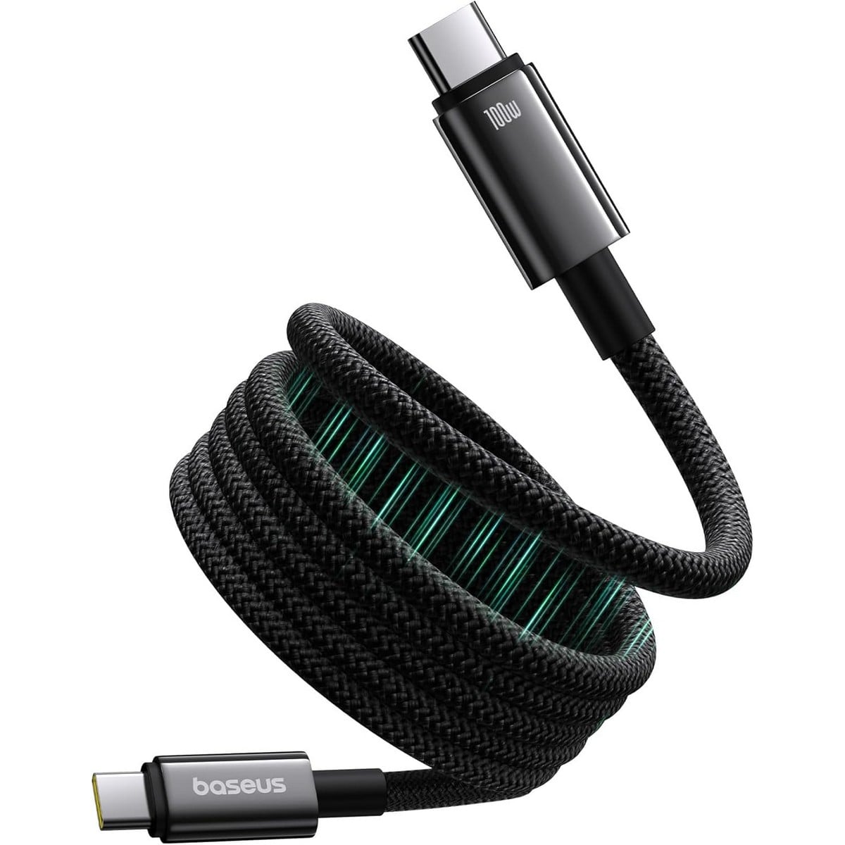 بيسوس أسود كابل مغناطيسي USB-C إلى USB-C بقدرة 100 واط بطول 1 متر من سلسلة تنغستن جولد