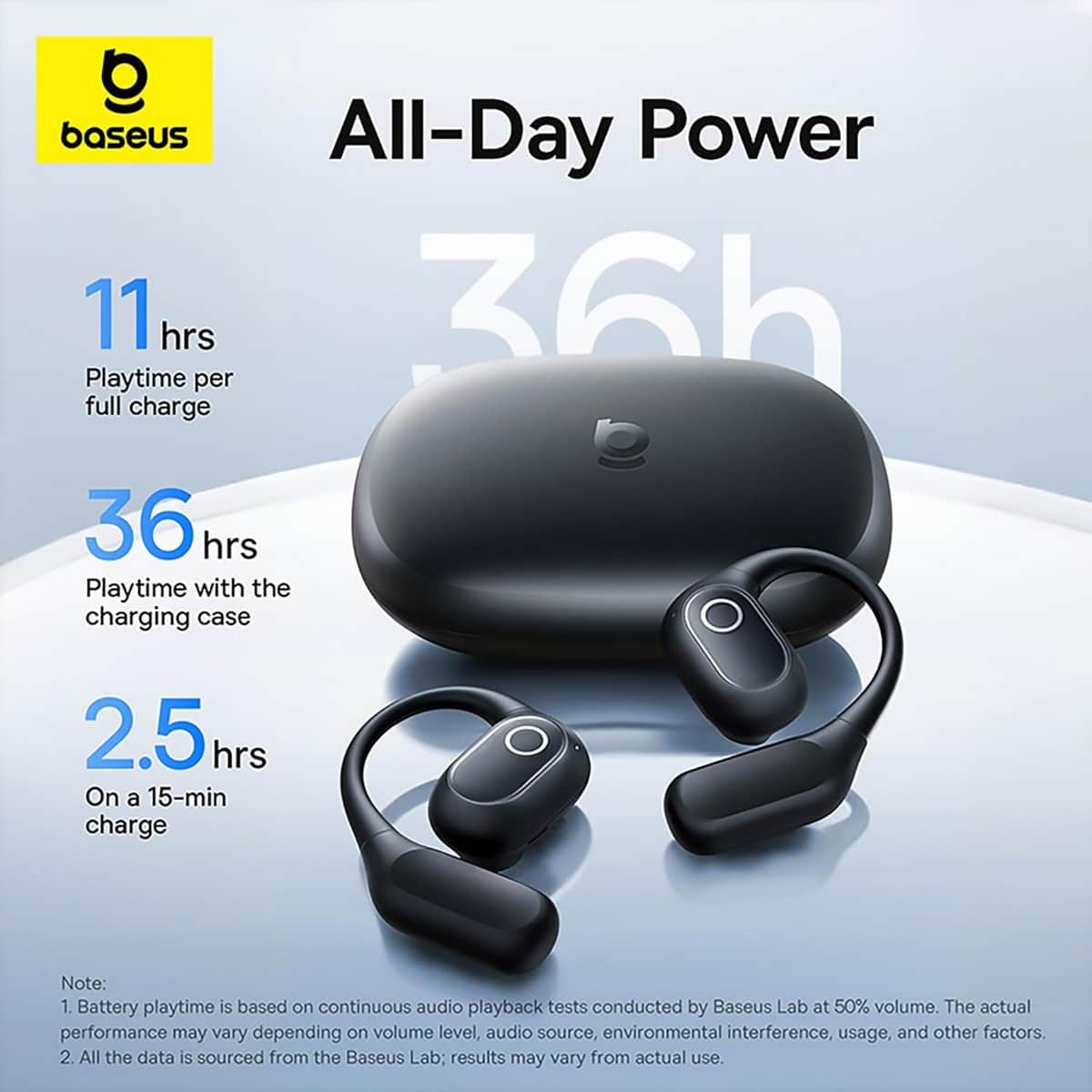 Baseus Black Eli 2i Fit Open Wireless Earbuds